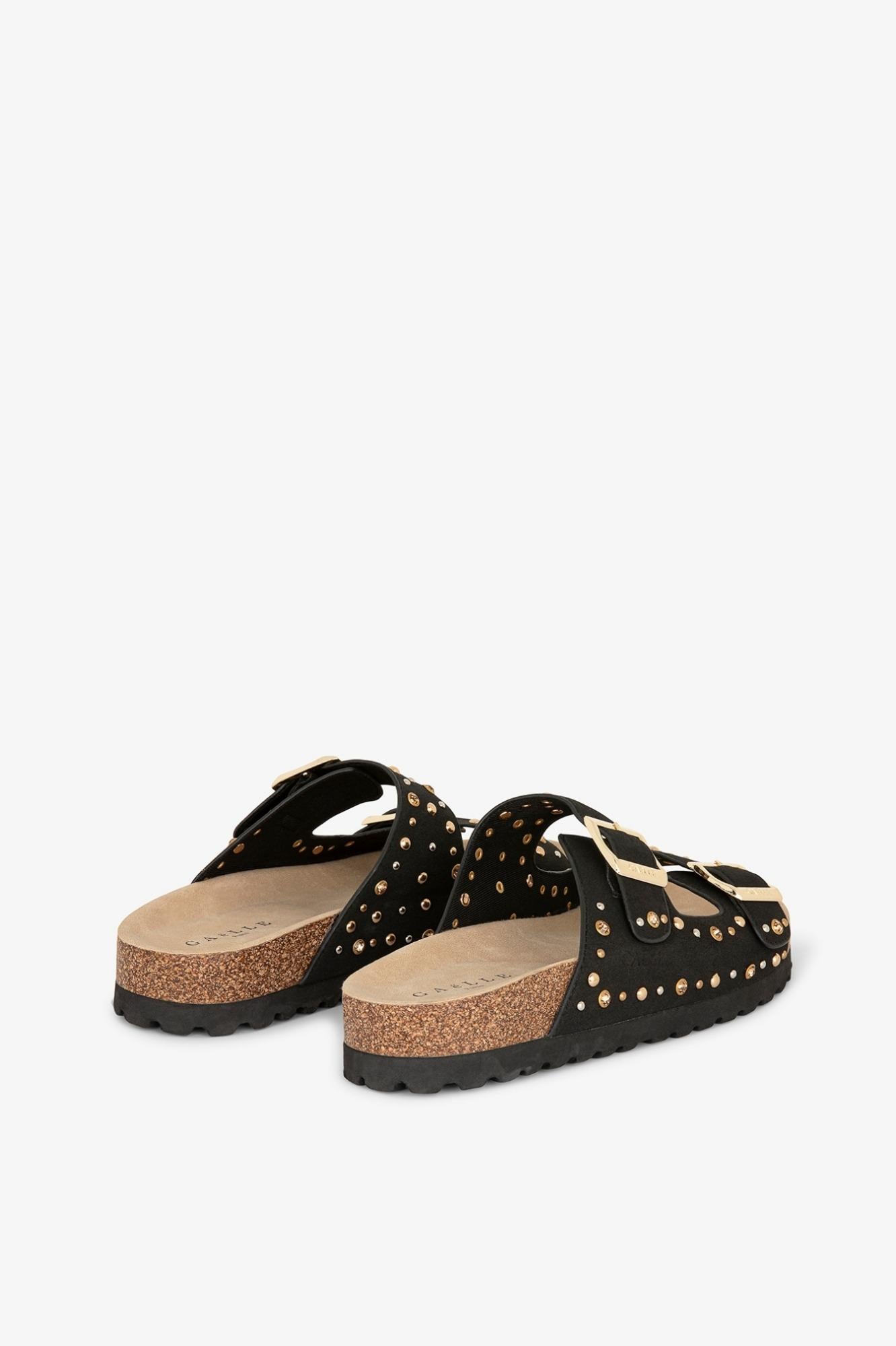 Sandalo In Suede Con Doppia Fibbia E Borchie  Nero - Gaëlle Paris GACAW01719-MTFI0007 NE01 GAELLE 