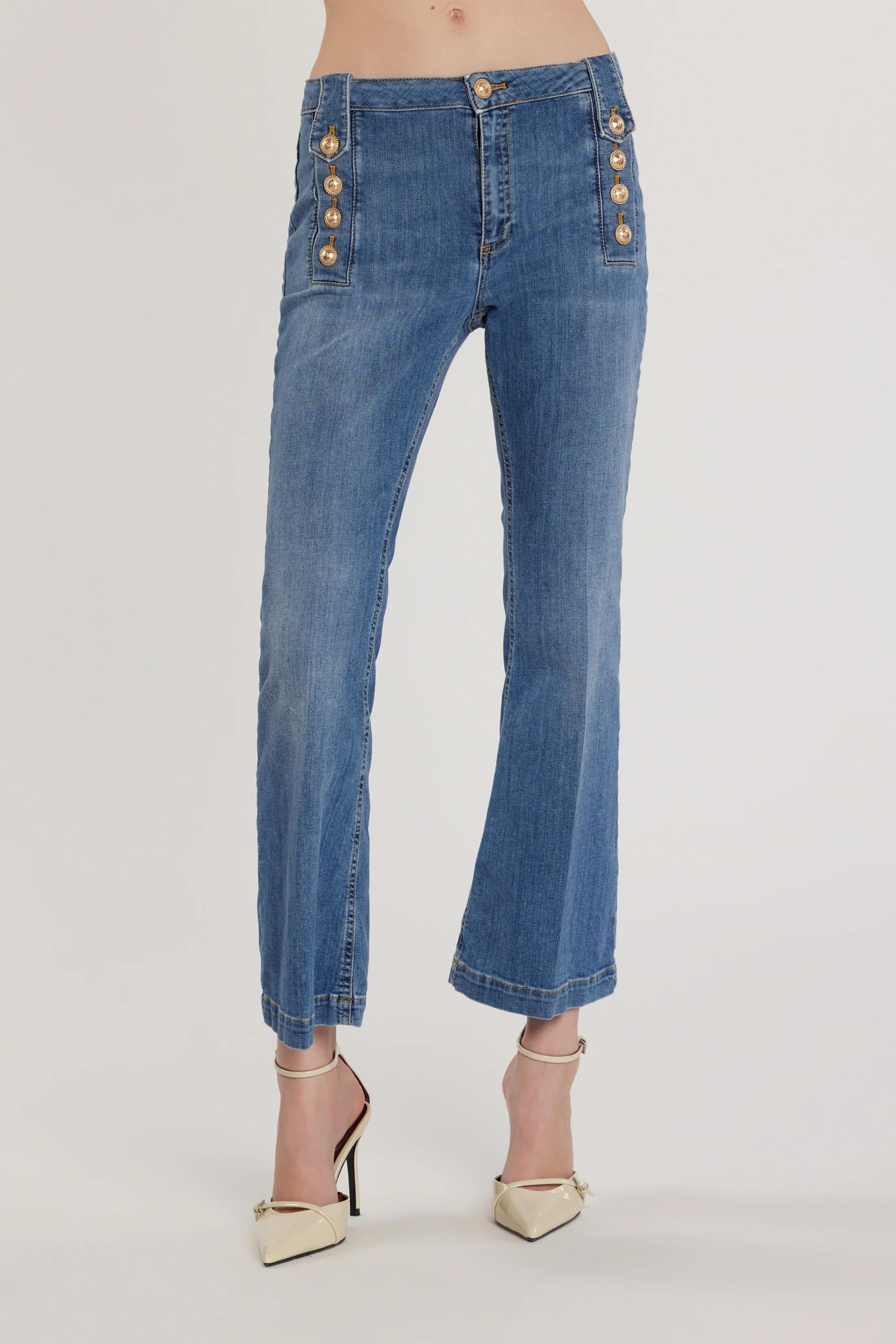 RELISH Pantalone PALENCIA_CROP vita alta con passanti a punta più dettagli bottoni denim RDP26070016036 1799 RELISH 