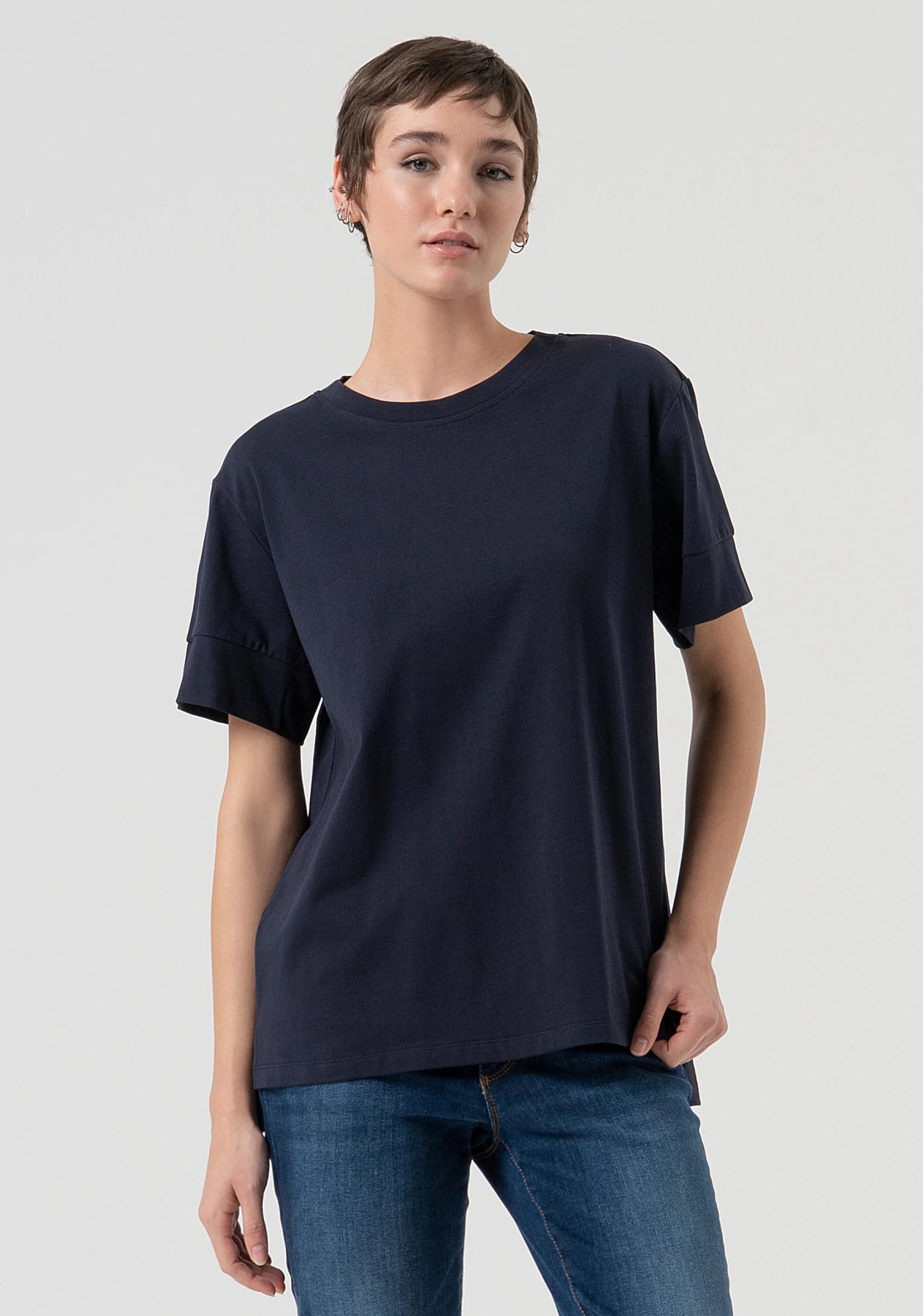 Fracomina T-shirt loose fit in cotone dark blue FP25WT3057J40101 117 FRACOMINA 