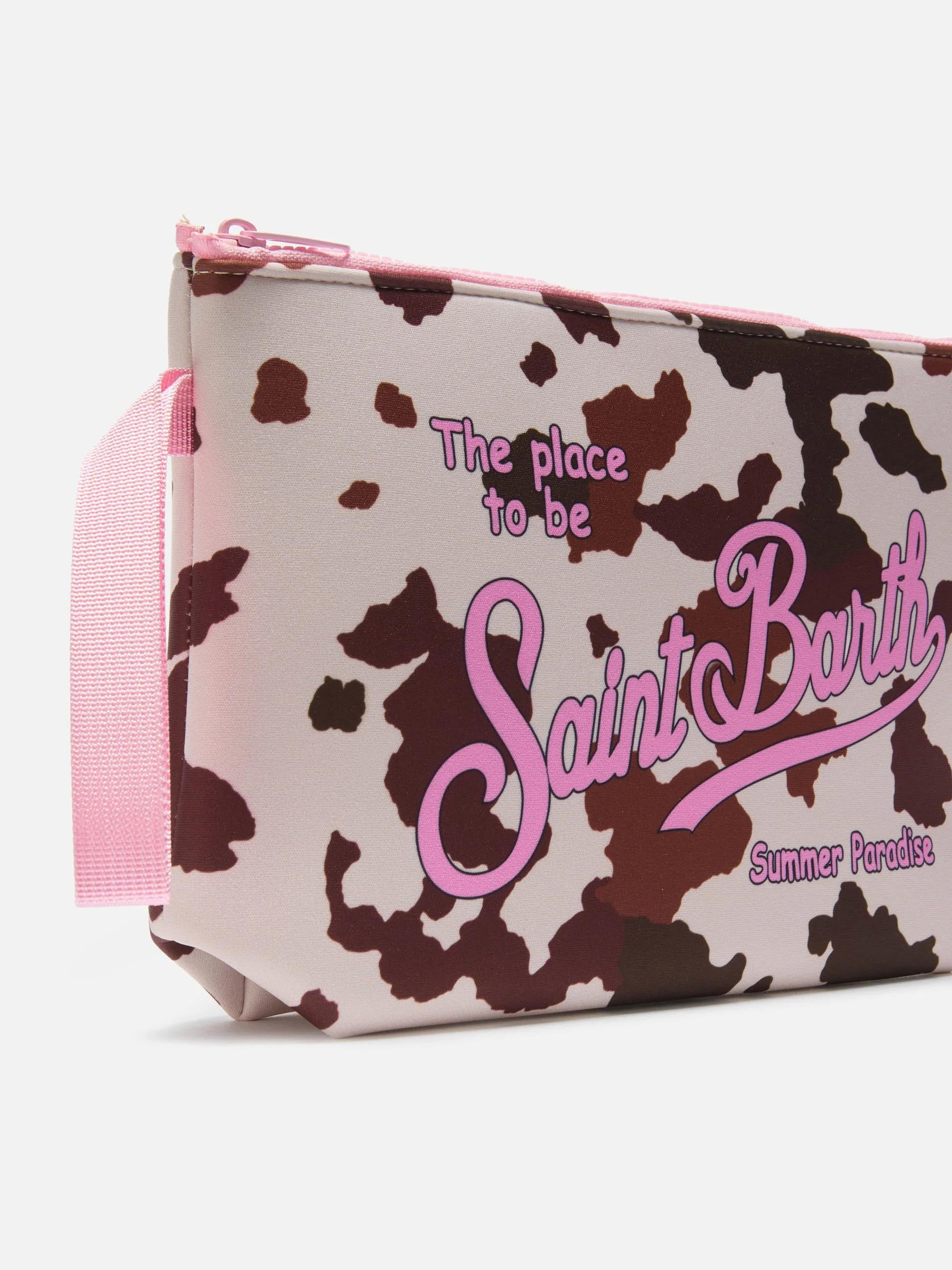 Pochette Aline in scuba con stampa animalier muccata ALI0021 00274L MC2 SAINT BARTH 