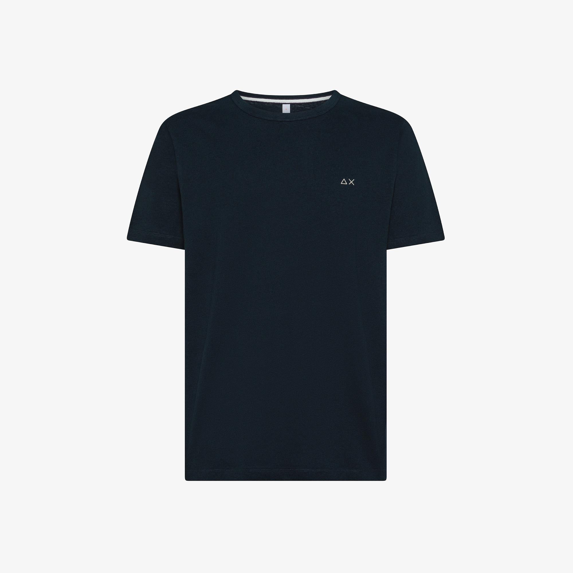 T-shirt sun68 in lino blu navy con logo ricamato T35132 07 SUN 68 