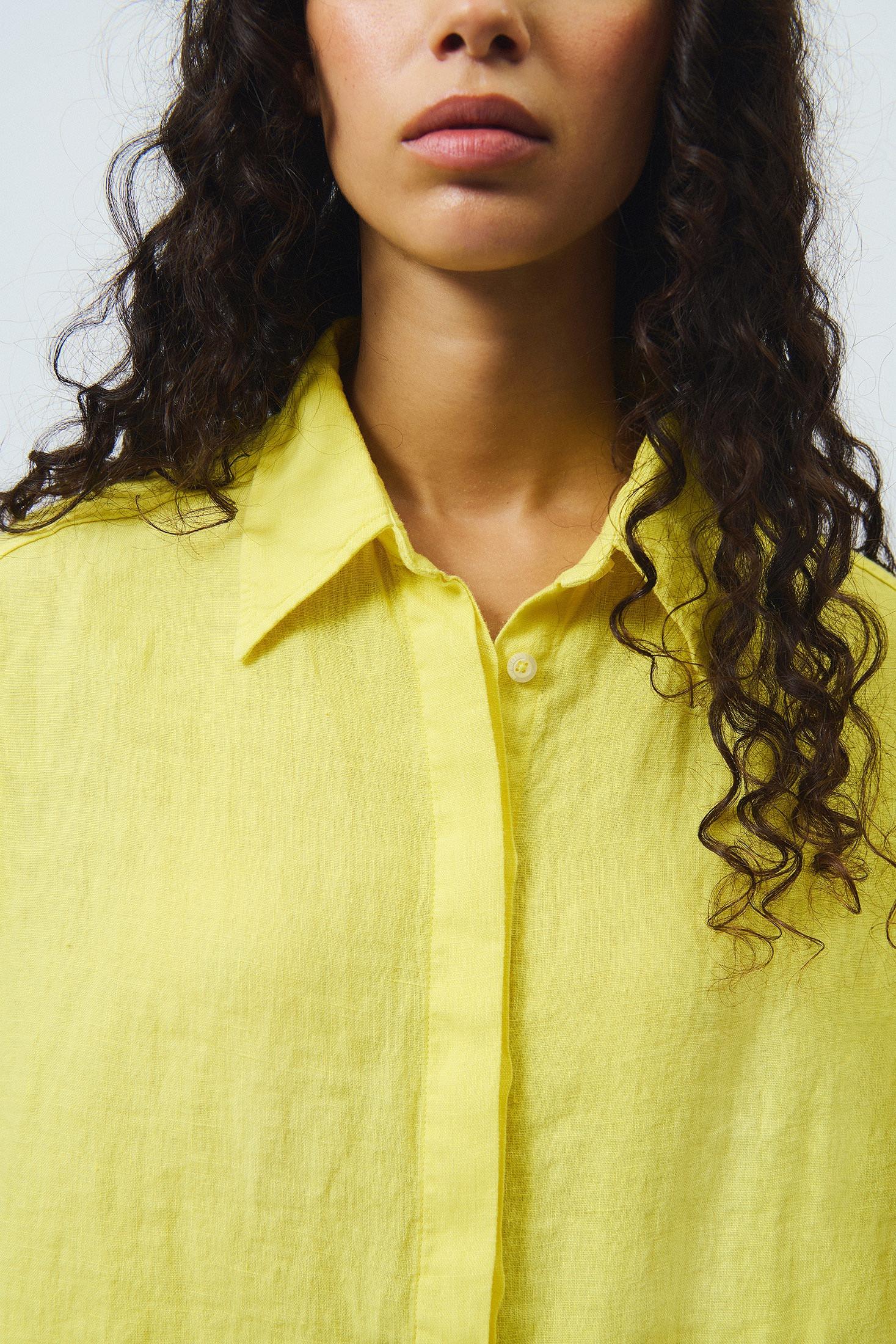 CAMICIA TIDE IN LINO GIALLA RND90275P4220569 C0645 ROY ROGER'S 