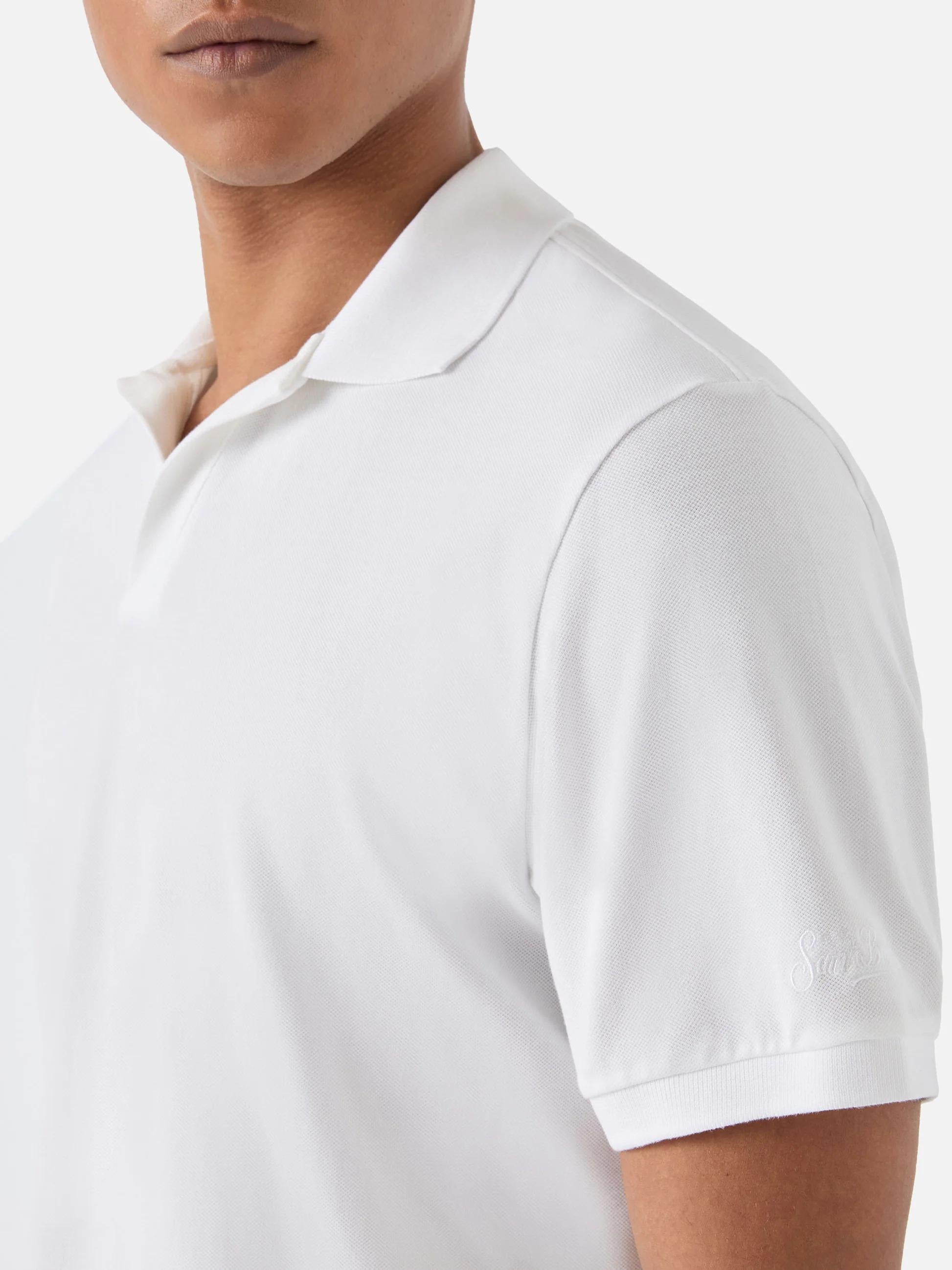Polo Charles in piquet di cotone bianco CHS0001 00123L MC2 SAINT BARTH 