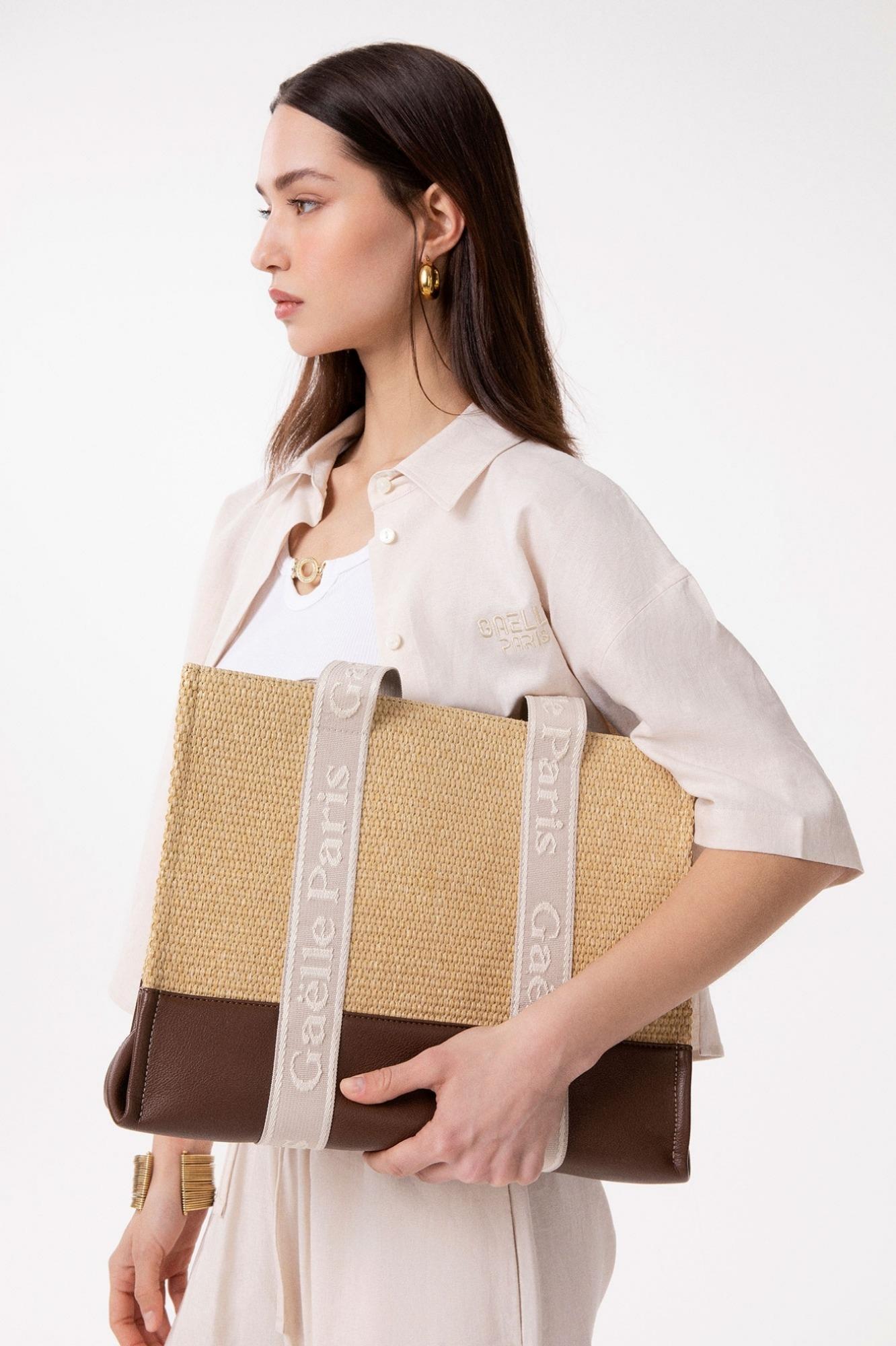 Maxi Shopper Con Manici Jacquard  Naturale - Gaëlle Paris GAACW03135-MTTP0002 BE08 GAELLE 