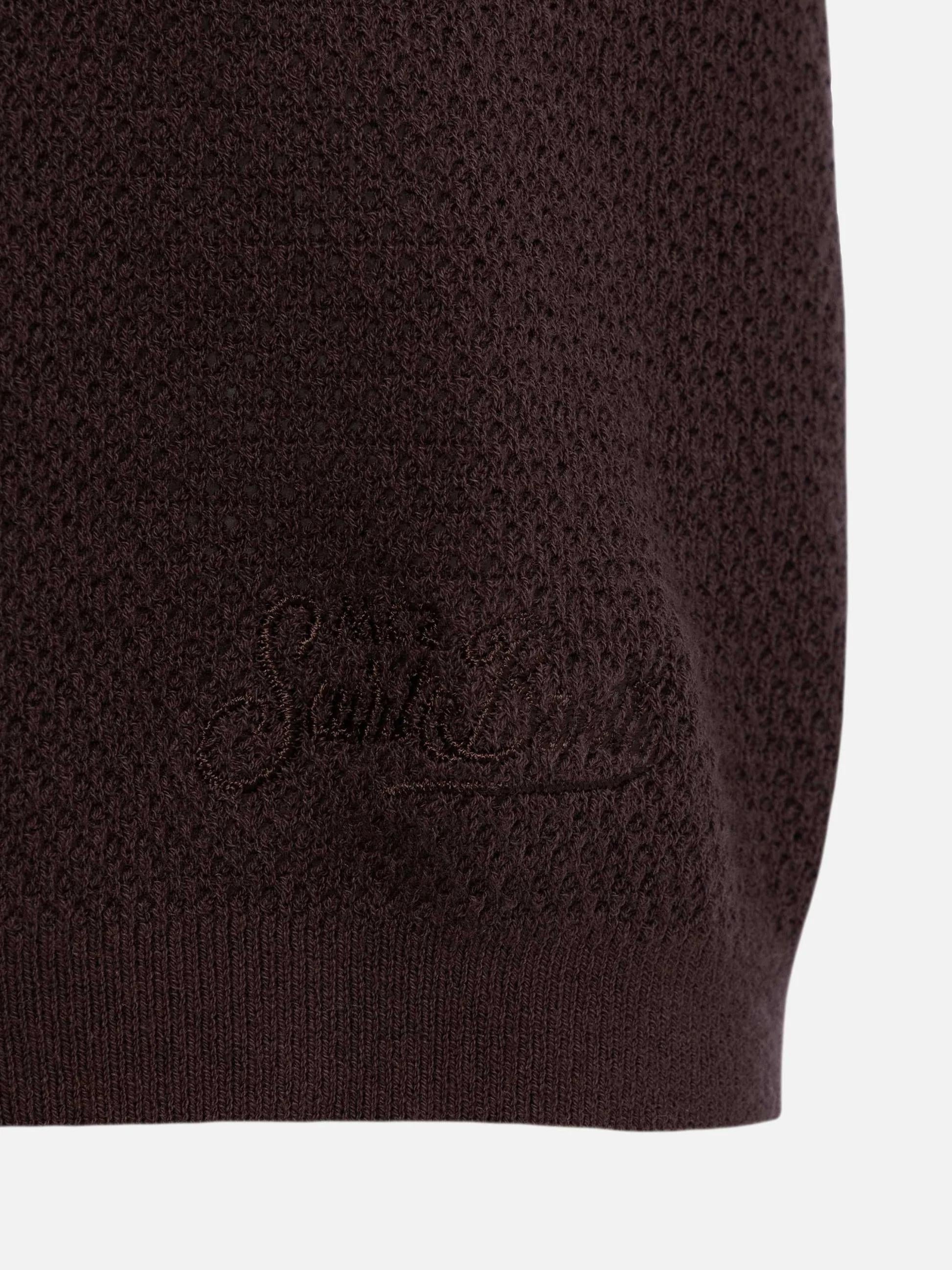 Polo Sloan senza bottoni in maglia a rete marrone SLO0009 00098L MC2 SAINT BARTH 