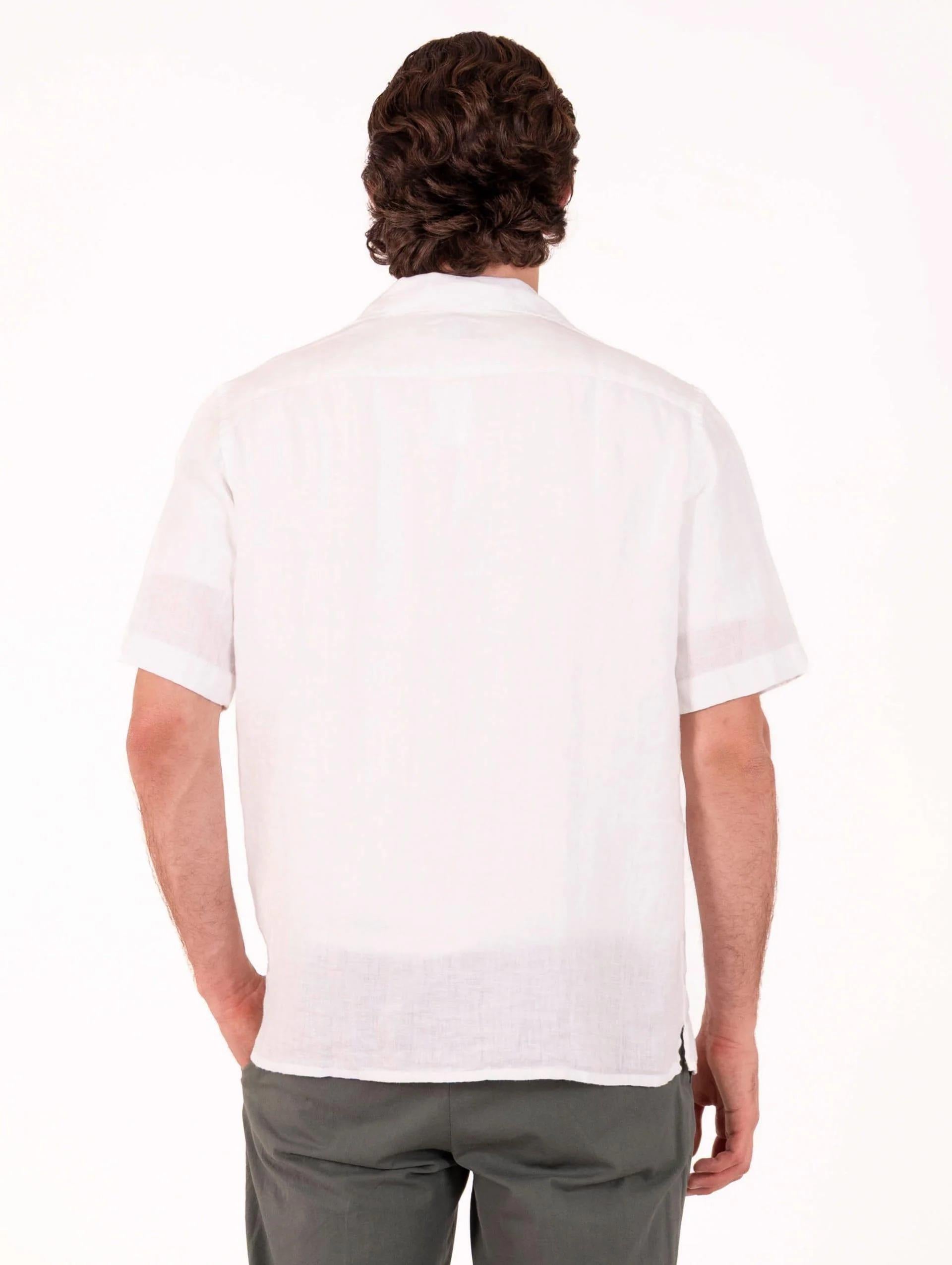 Camicia Bowling Roy Roger's in Lino Bianca RRU90155P4220569 C0014 ROY ROGER'S 