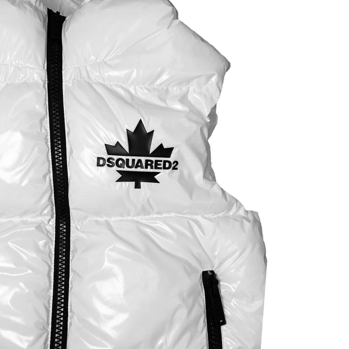 Smanicato imbottito lucido con logo Maple Leaf bianco DQ3043--D0ADY DQ100 DSQUARED KID 