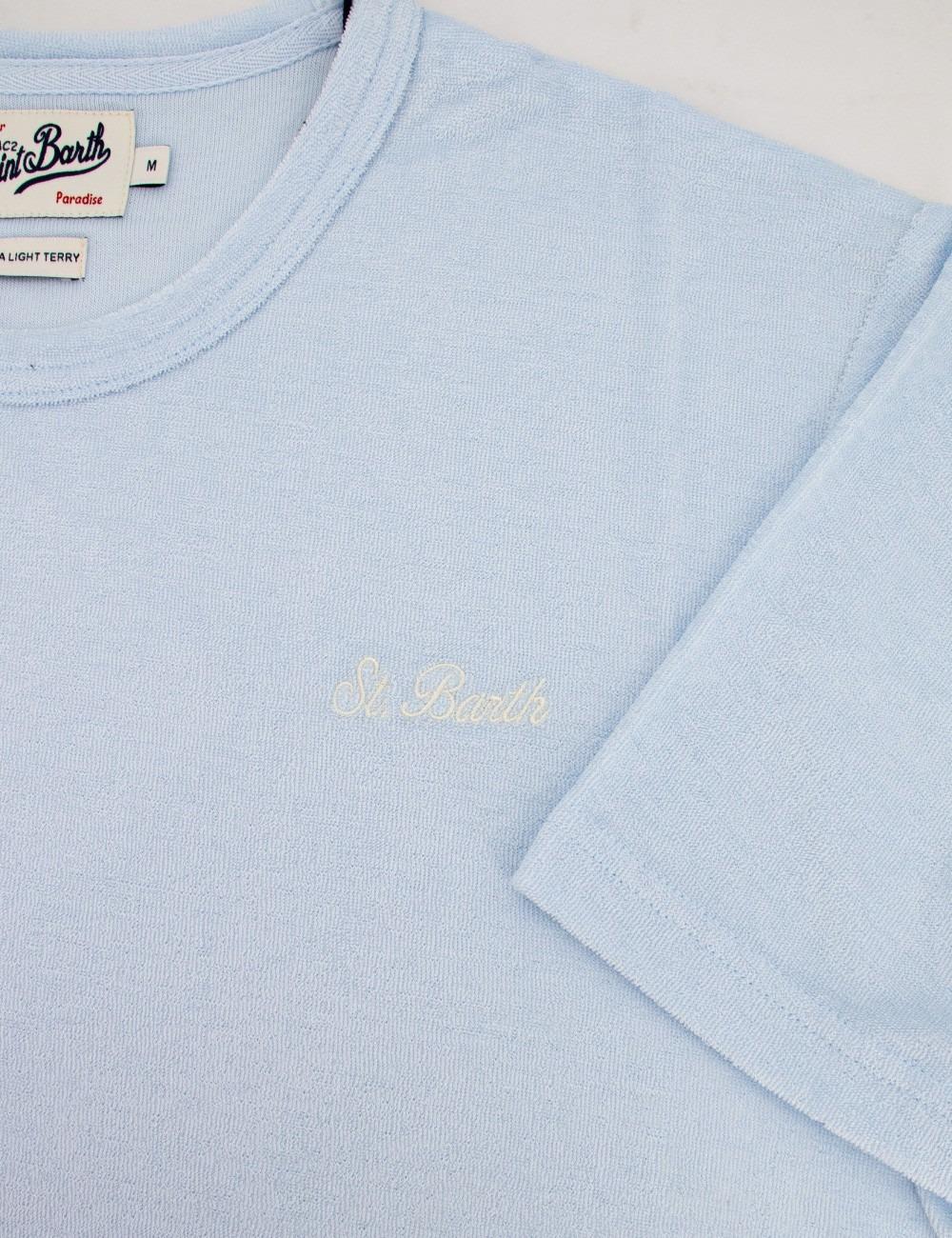 T-shirt Gary in cotone effetto spugna celeste con ricamo logo GAR0002 00146L MC2 SAINT BARTH 