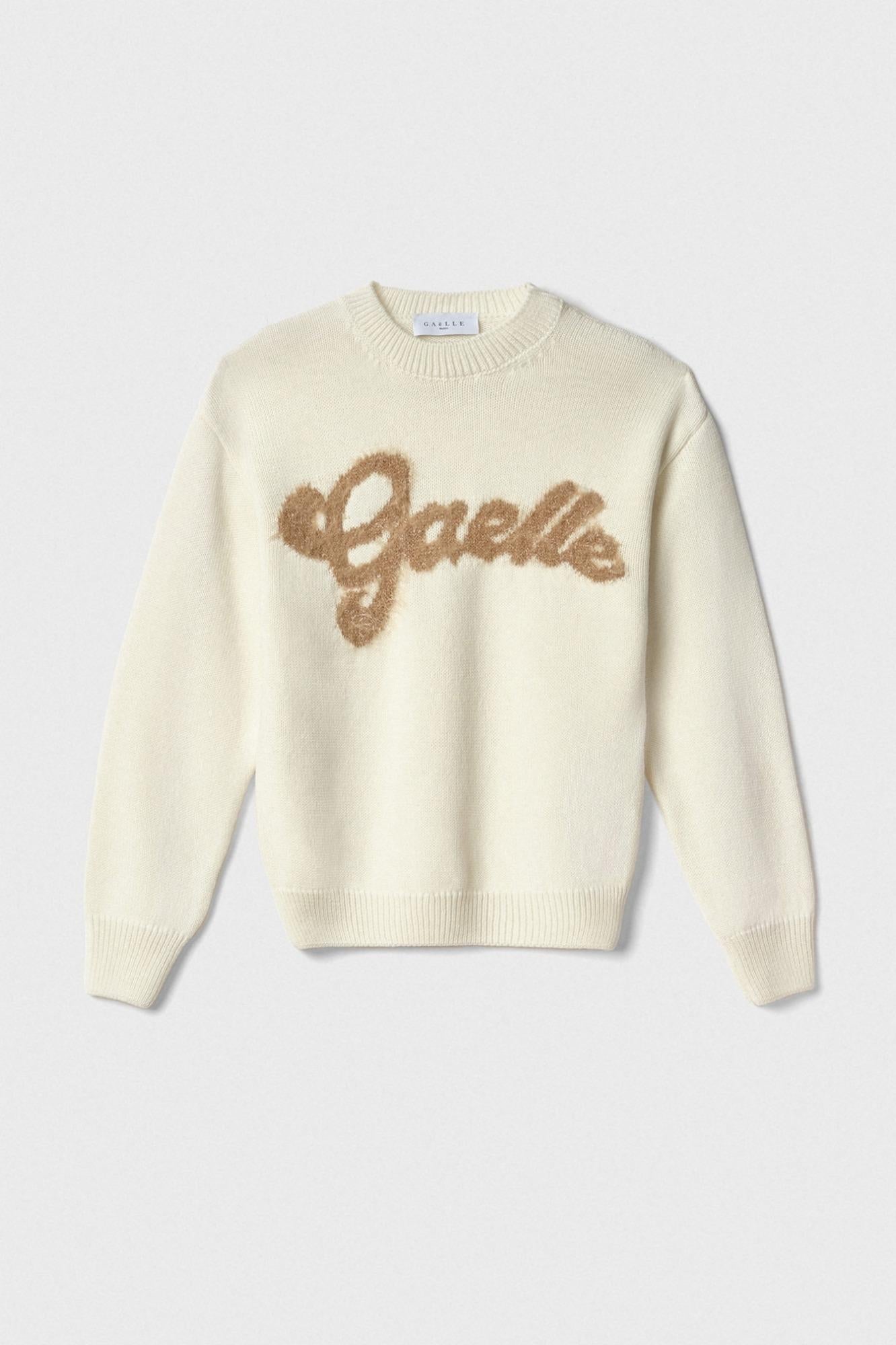 Pullover Cropped In Maglieria Con Logo Lurex  Off White - Gaëlle Paris GAABW07114-MBFI0001 BI02 GAELLE 