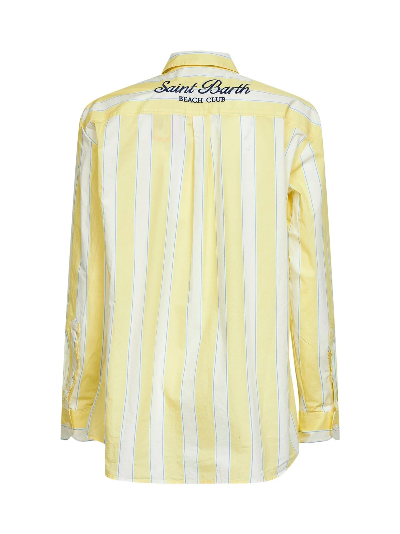 MC2 SAINT BARTH<BR/>Camicia Brigitte in popeline a righe giallo e panna con ricamo BRIG001 01420L MC2 SAINT BARTH 