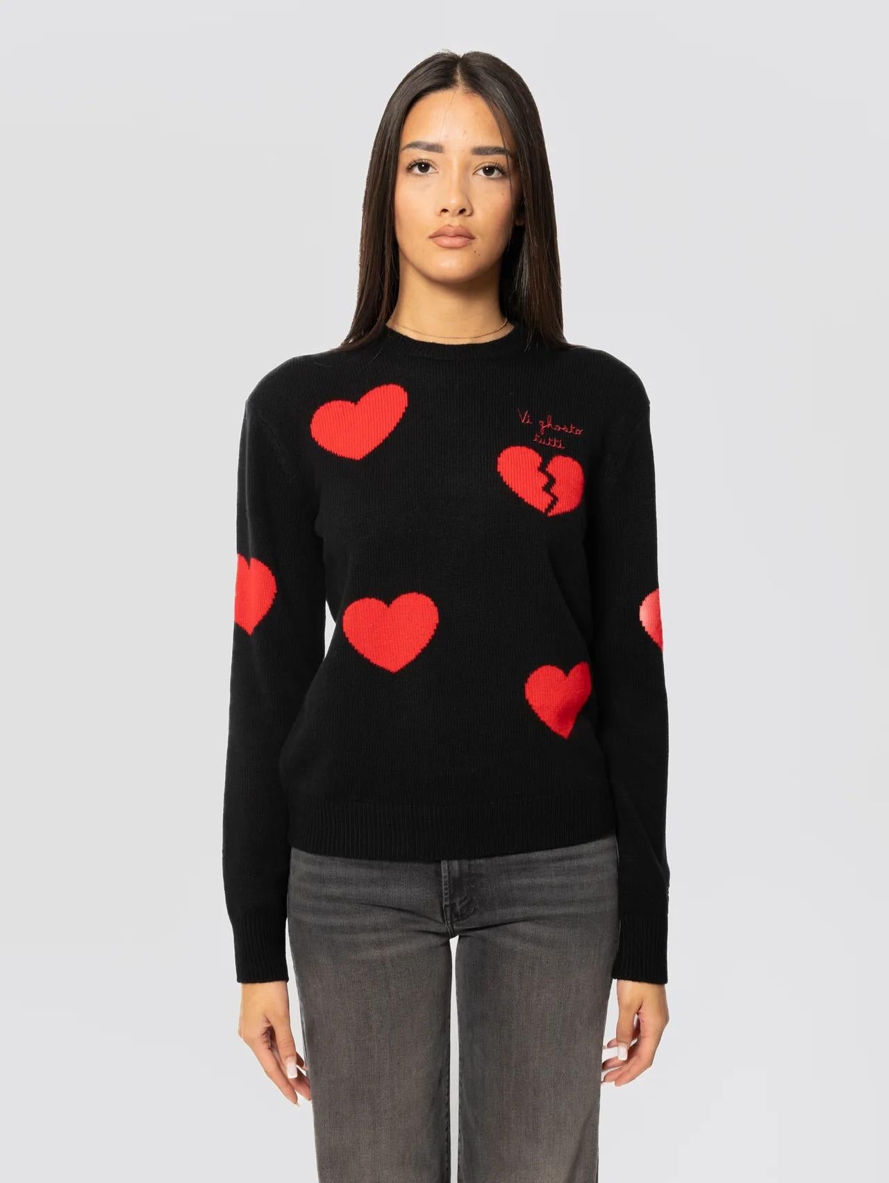 MC2 SAINT BARTH<BR/>Maglione Girocollo con Ricamo Vi Ghosto Tutti Nero QUE0014 03981I MC2 SAINT BARTH 