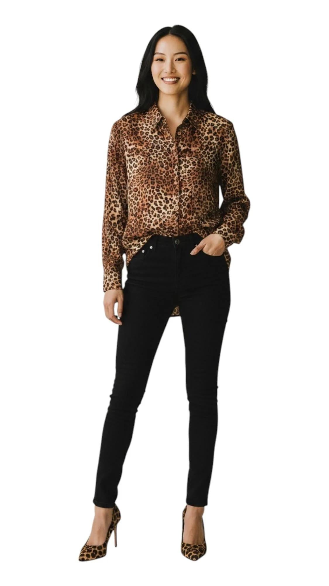 Camicia MC2 SAINT BARTH donna BRIG001 00168L 19 Brigitte Silk Voile Sand Leopard BRIG001 00168L MC2 SAINT BARTH 