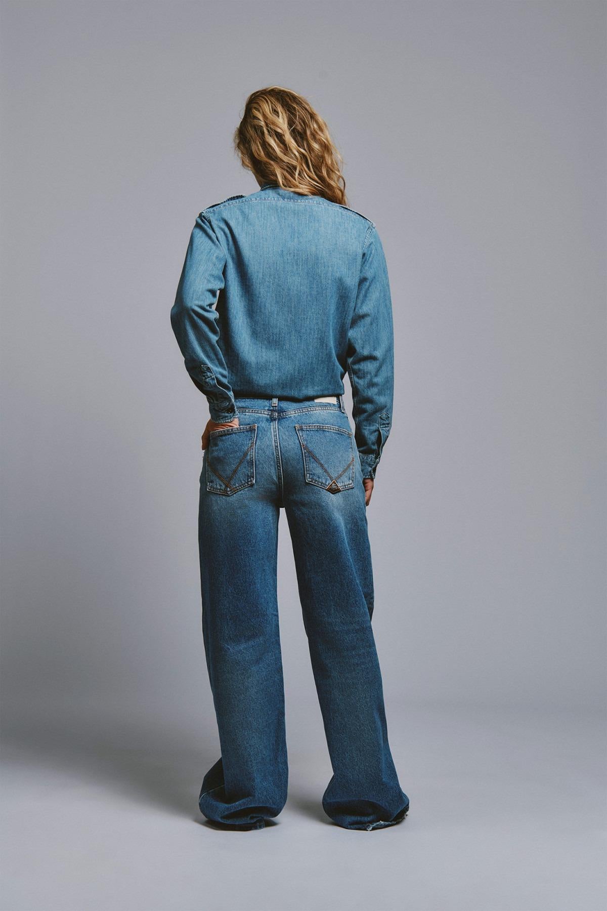 Super wide r.r.eva herzigova denim lyocell cotton vintage RND90350CT312876 C0999 ROY ROGER'S 