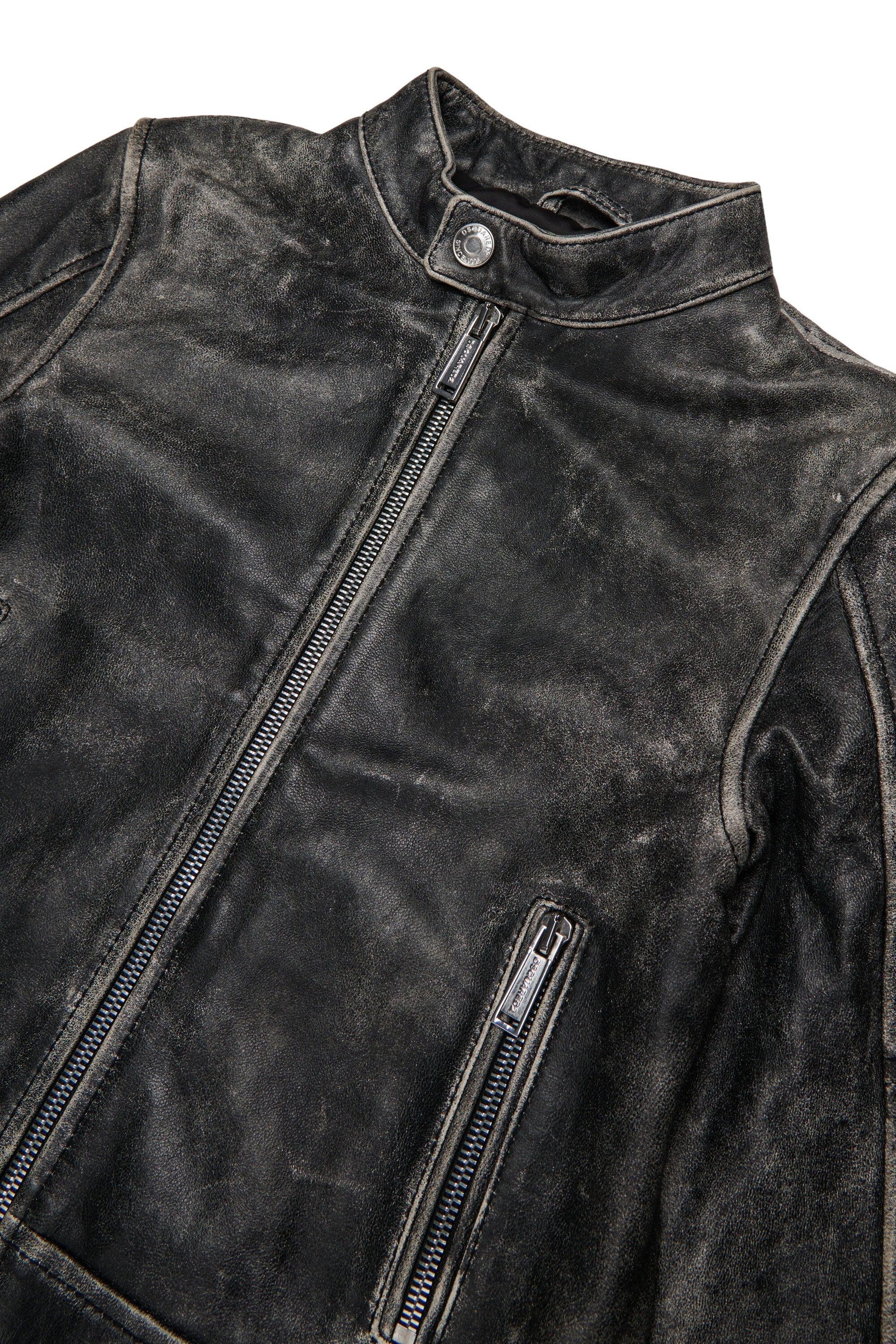 Giacca biker in pelle effetto vissuto DQ3047-D0AFA DQ900 DSQUARED KID 