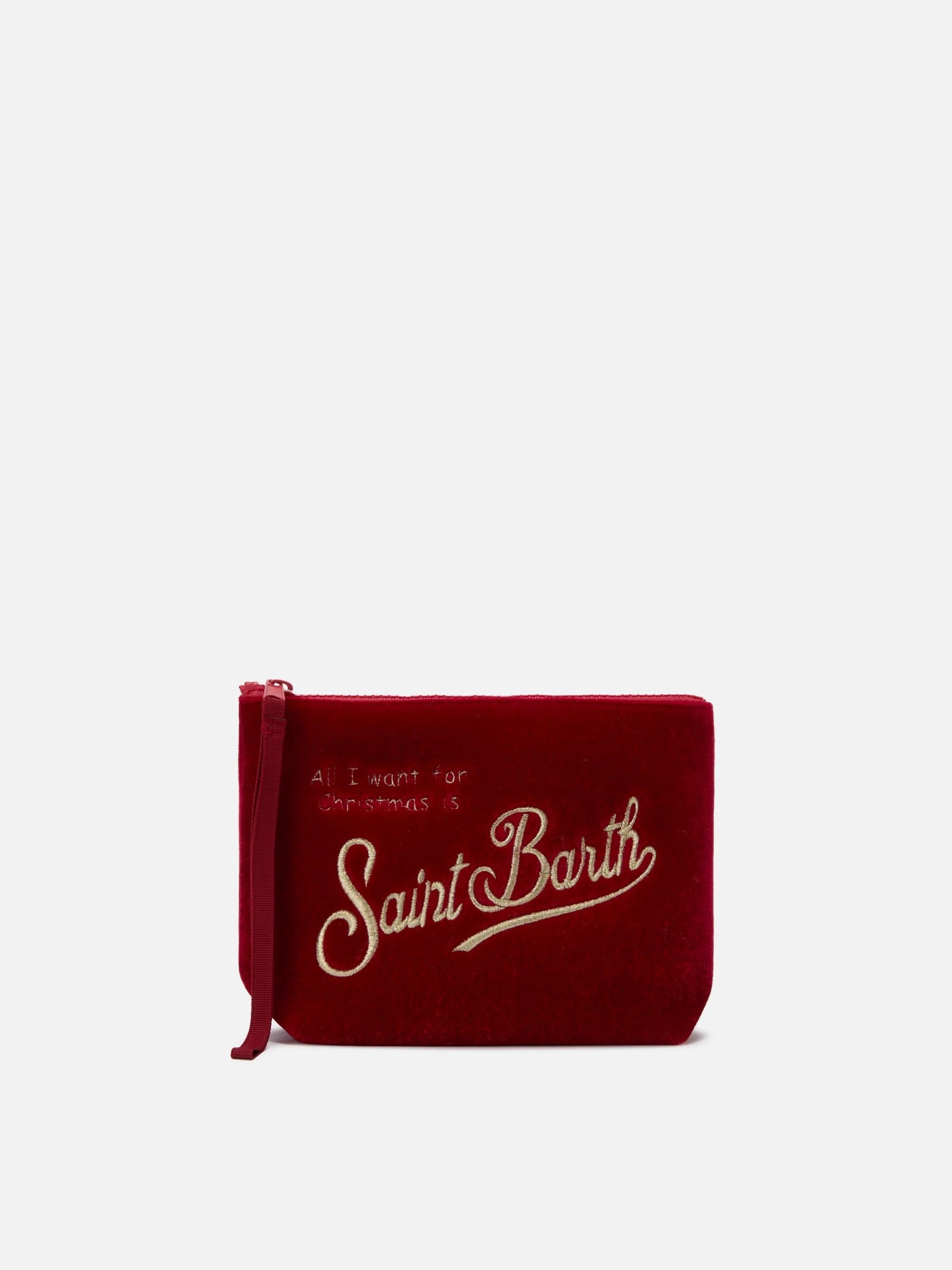 Pochette Aline Velvet in velluto rosso ALI0014 01371I MC2 SAINT BARTH 