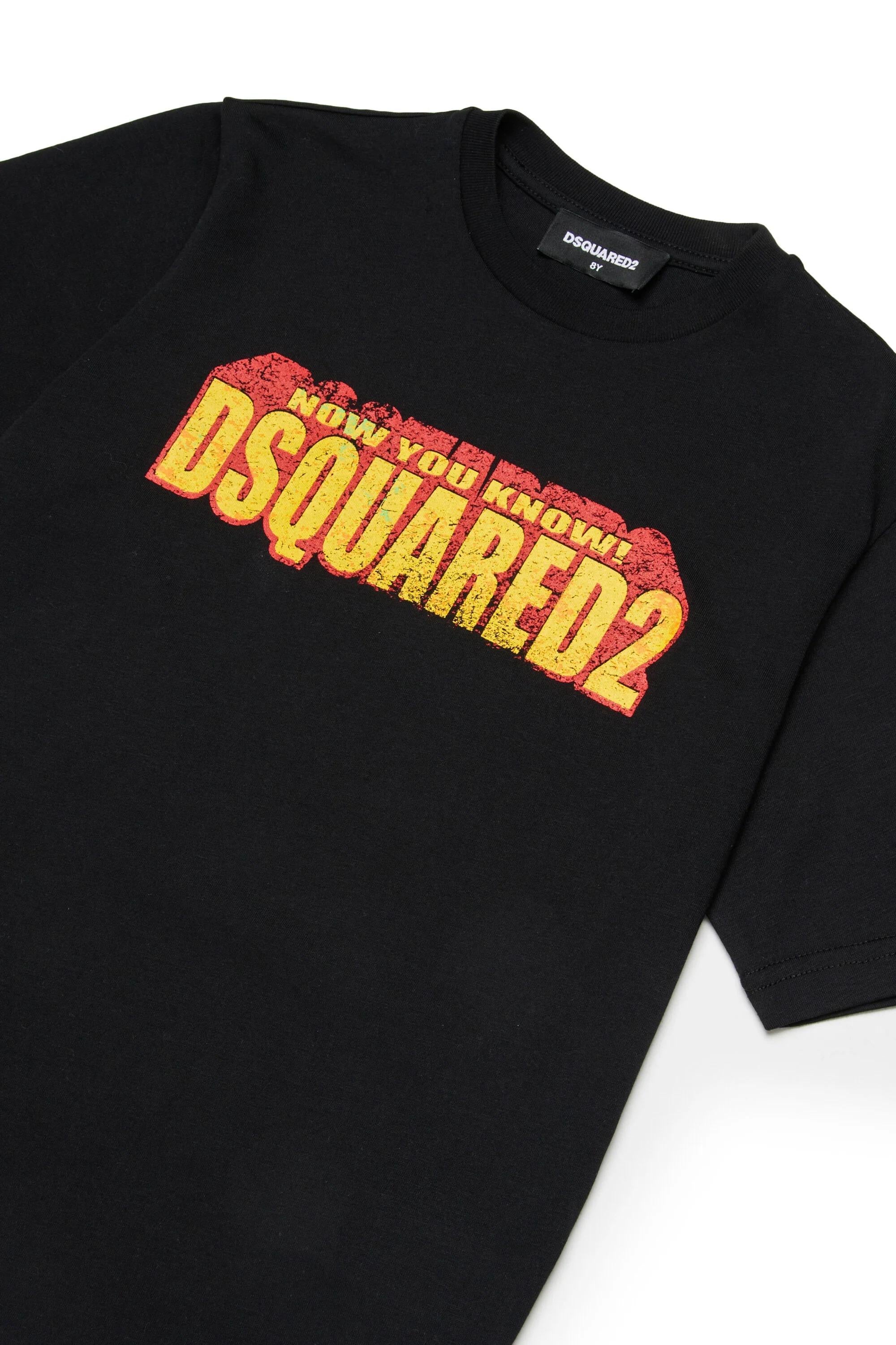 Nuovo<BR/>DSQUARED2<BR/>Maglietta con logo nera DQ3167-D0ACD DQ900 DSQUARED KID 