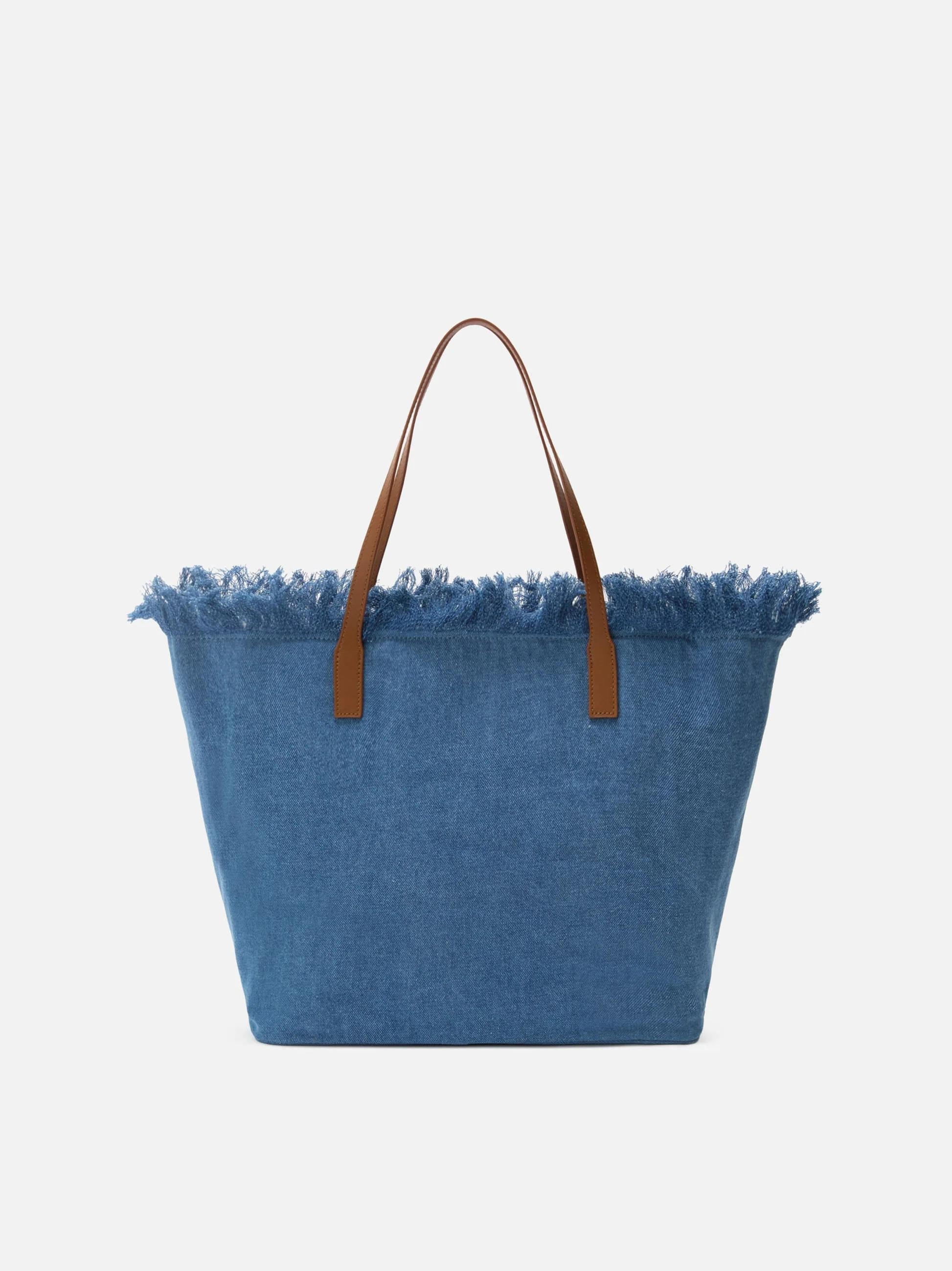 Borsa City regular in tessuto denim con frange CBF0001 00436L MC2 SAINT BARTH 