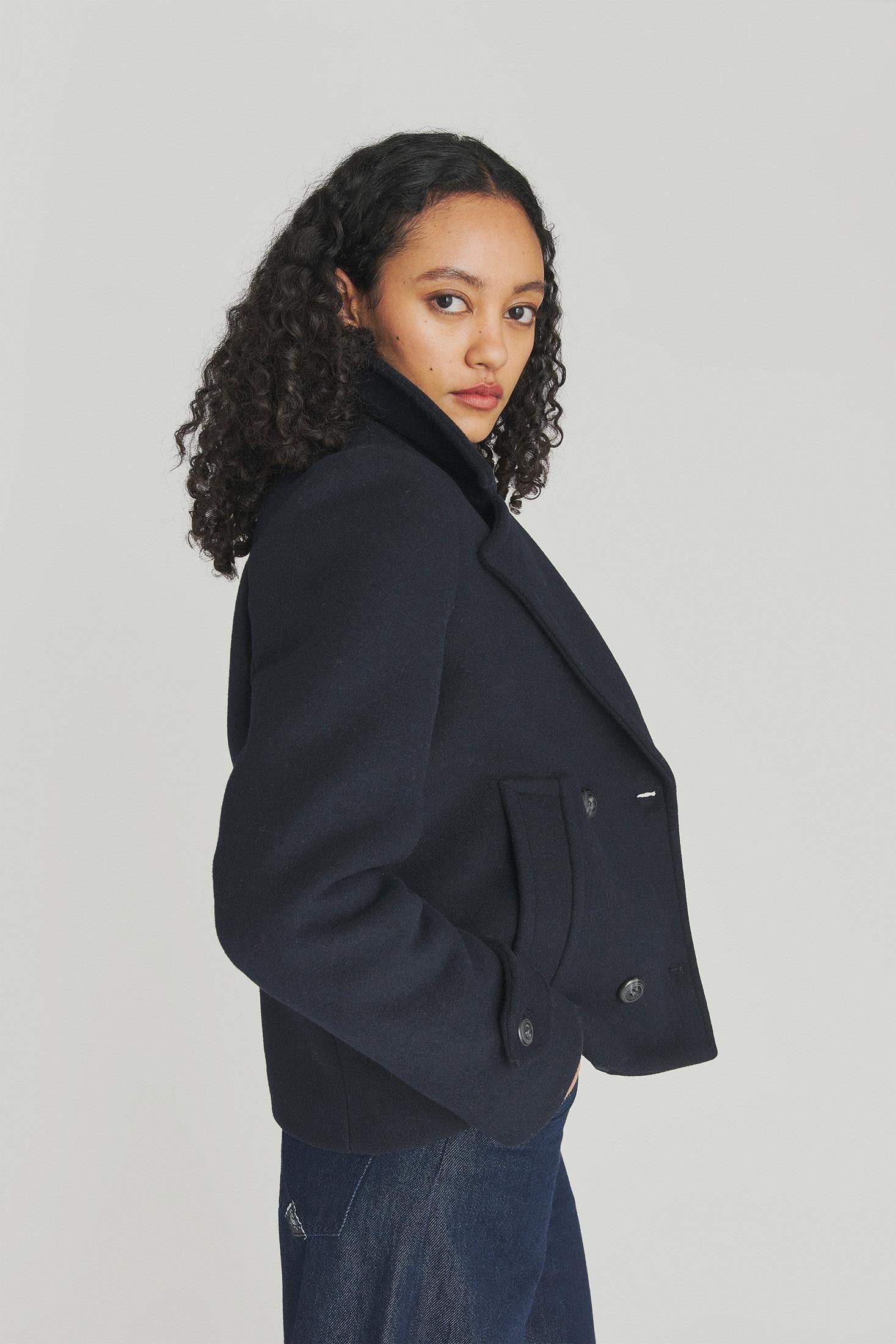 PEACOAT MELTON IN LANA BLU RND398T706XXXX BLUE NAVY ROY ROGER'S 