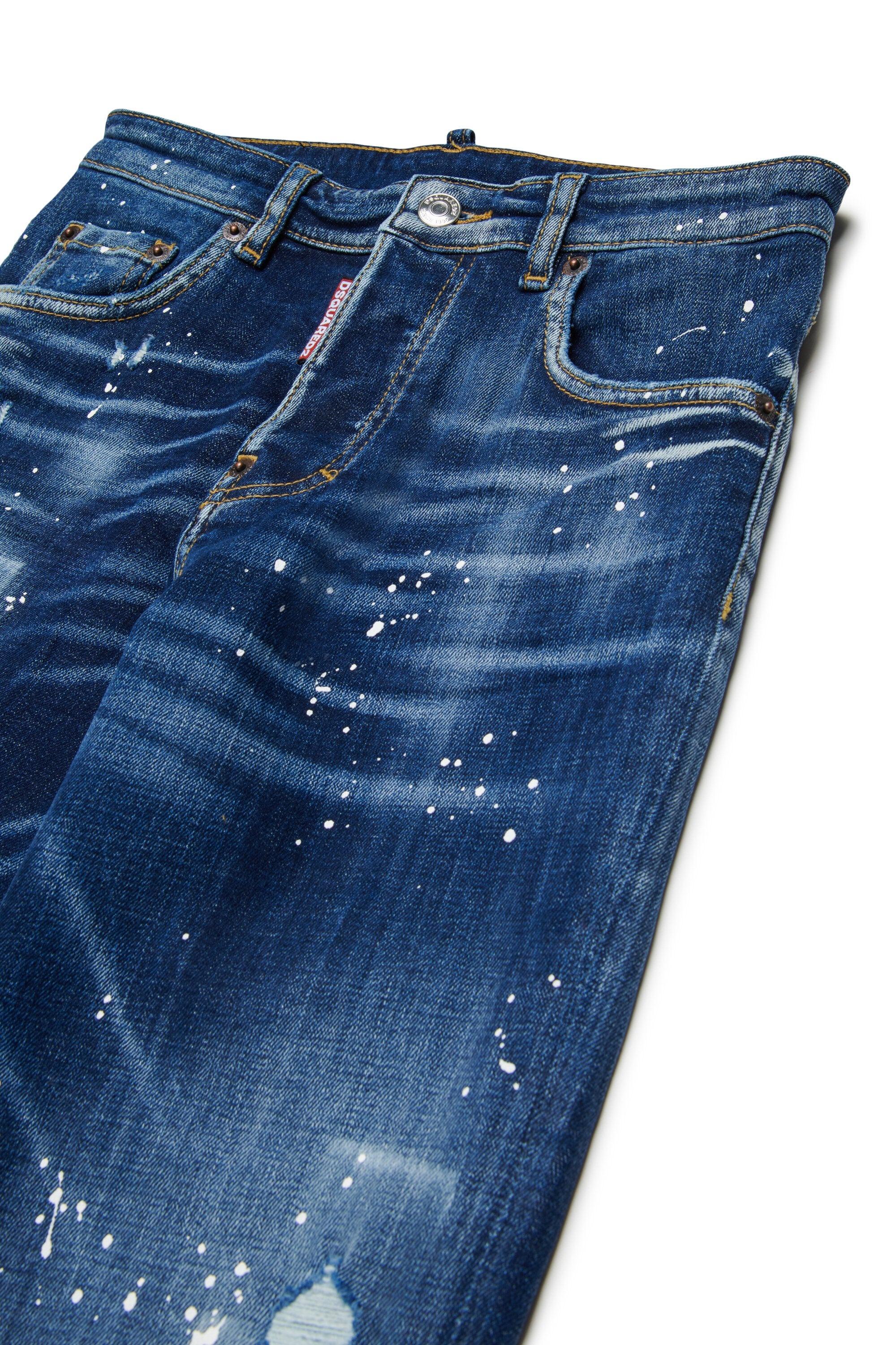 DSQUARED2<BR/>Jeans regular blu scuro con macchie - Moose Lost DQ3082-D0AEJ DQ01 DSQUARED KID 