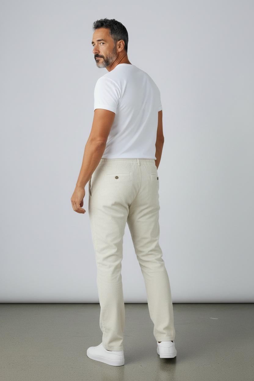 Michael Coal pantalone coulisse mc-denny/2741 velluto millerighe con pence panna MCDEN2741F25 009 MICHAEL COAL 