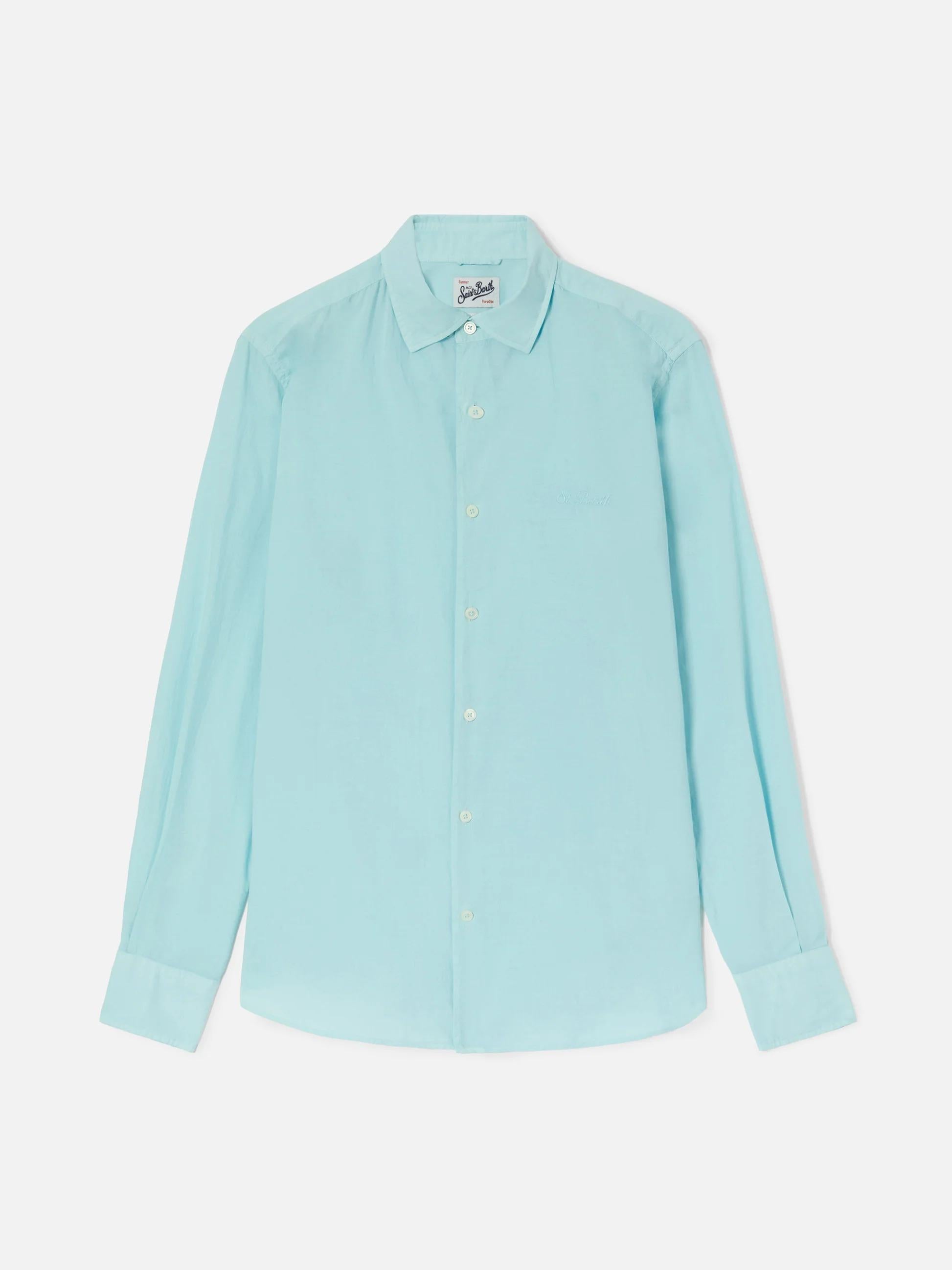 Camicia Chemise in cotone verde acqua tinta unita LCM0001 00424L MC2 SAINT BARTH 