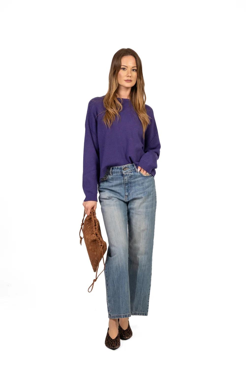 VICOLO - 77062F - MAGLIA SCATOLETTA GIROCOLLO VIOLA 77062F VIOLA VICOLO 