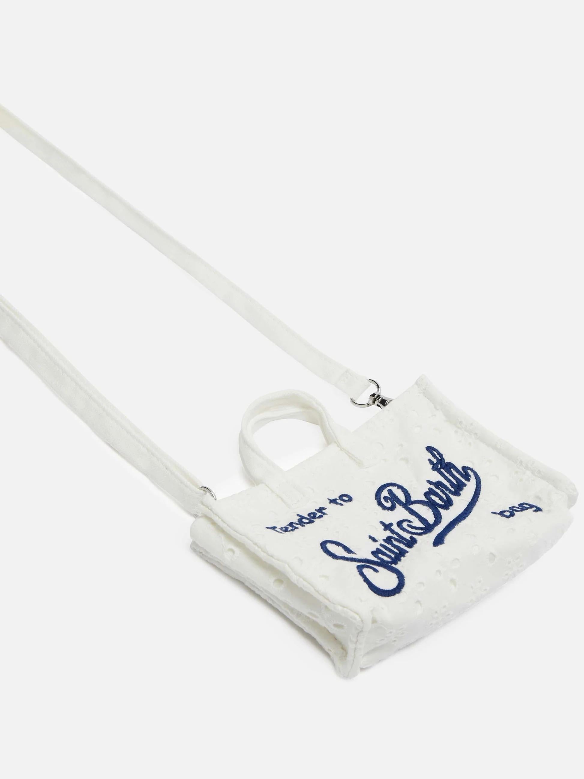 Phone Bag in pizzo Sangallo bianco PHONE012 00238L MC2 SAINT BARTH 
