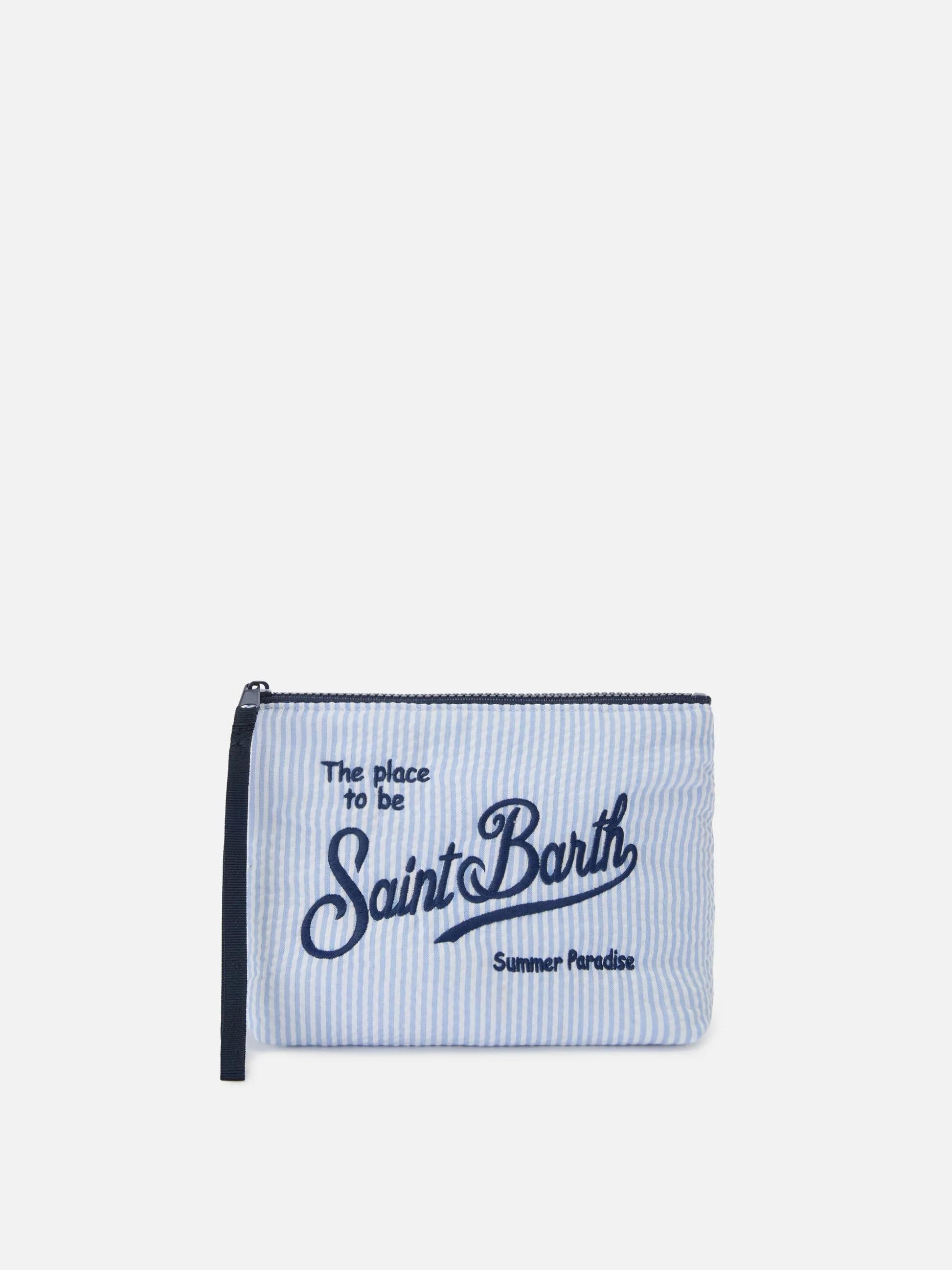 Pochette Aline in cotone seersucker a righe azzurre ALI0049 00361L MC2 SAINT BARTH 