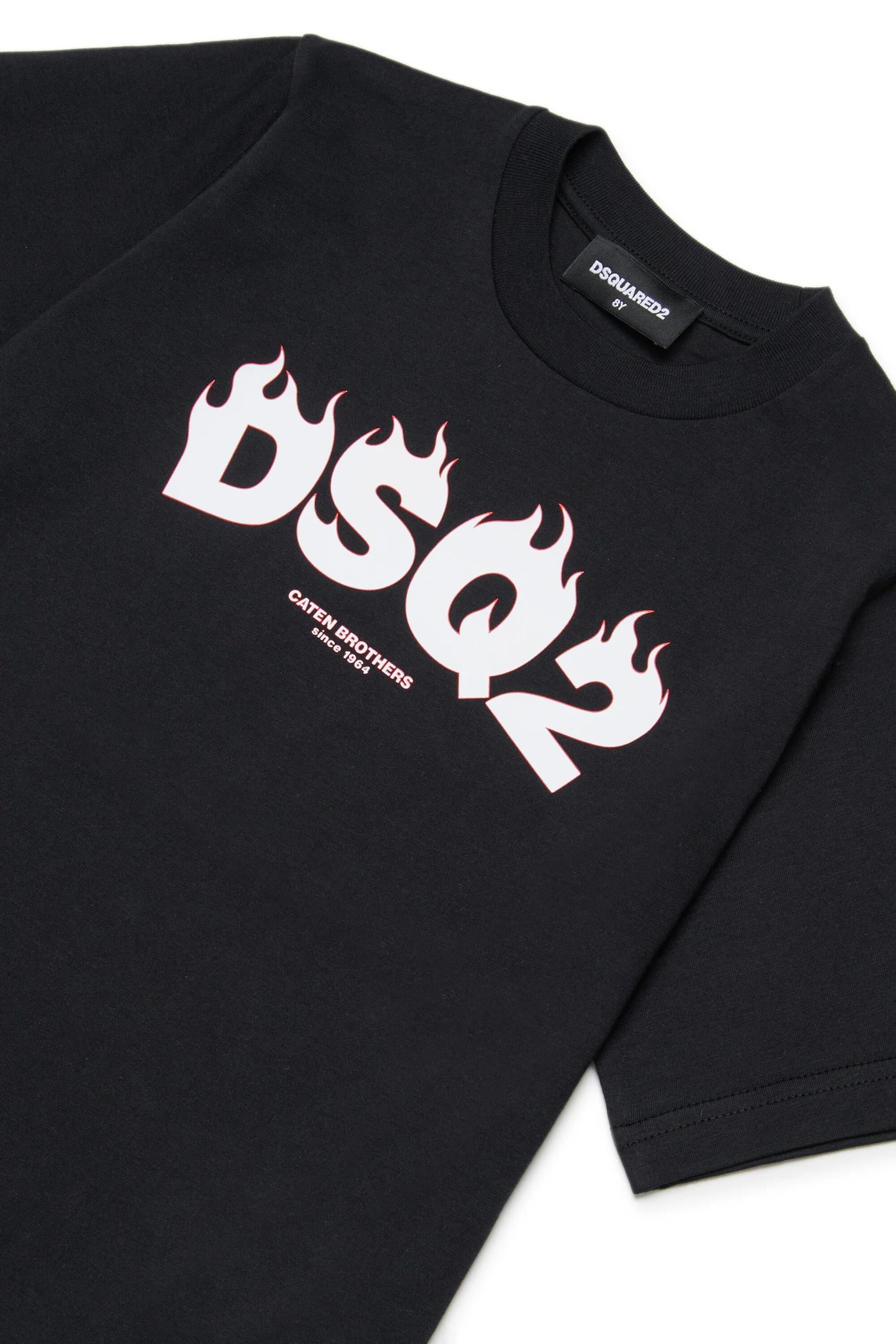 DSQUARED2<BR/>Maglietta con logo DSQ2 nero DQ3168-D00XM DQ900 DSQUARED KID 