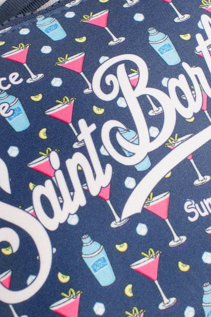 Pochette Aline in scuba con stampa cosmo blu ALIN001 00070H MC2 SAINT BARTH 