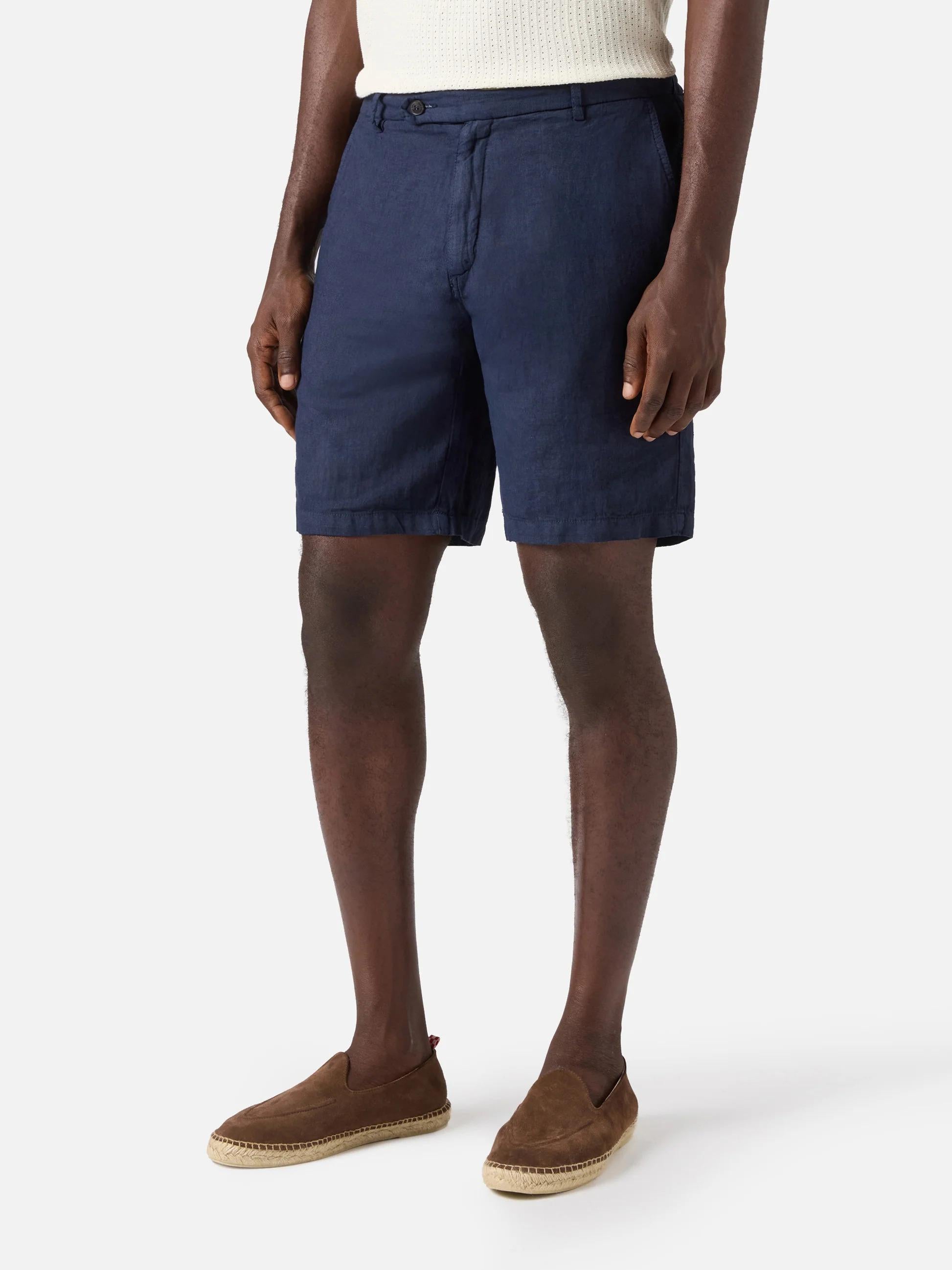 Bermuda Sebastian in puro lino blu navy SEB0001 00119L MC2 SAINT BARTH 