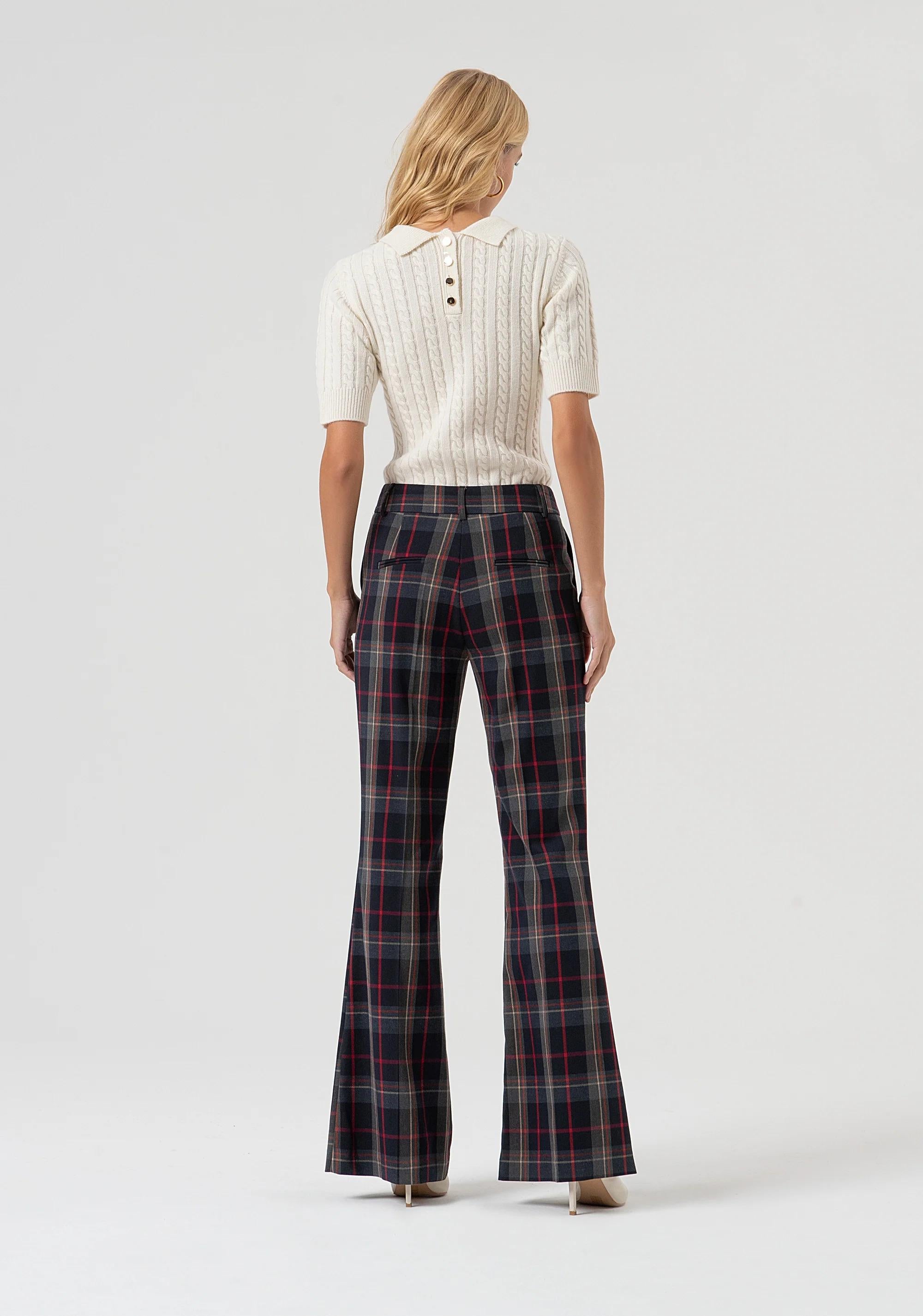 Fracomina Pantalone bootcut in tessuto tartan dark blue red FR25WVA003W45995 T62 FRACOMINA 