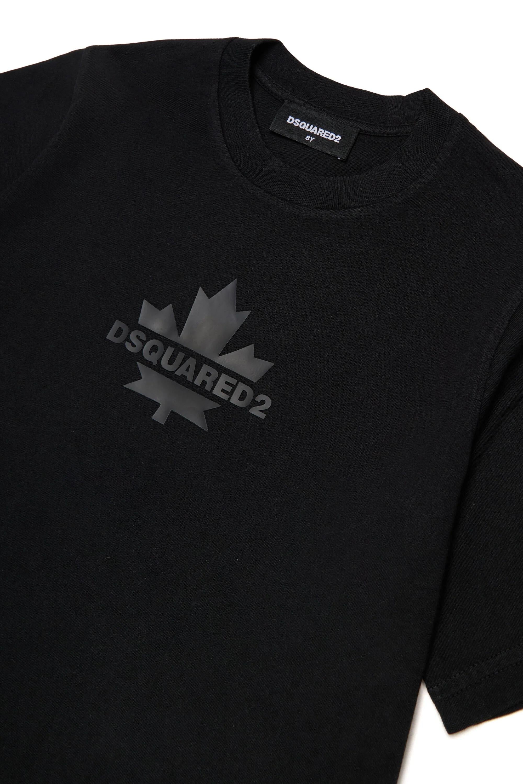 T-shirt con Maple Leaf NERA DQ2743-D0AC7 DQ900 DSQUARED KID 