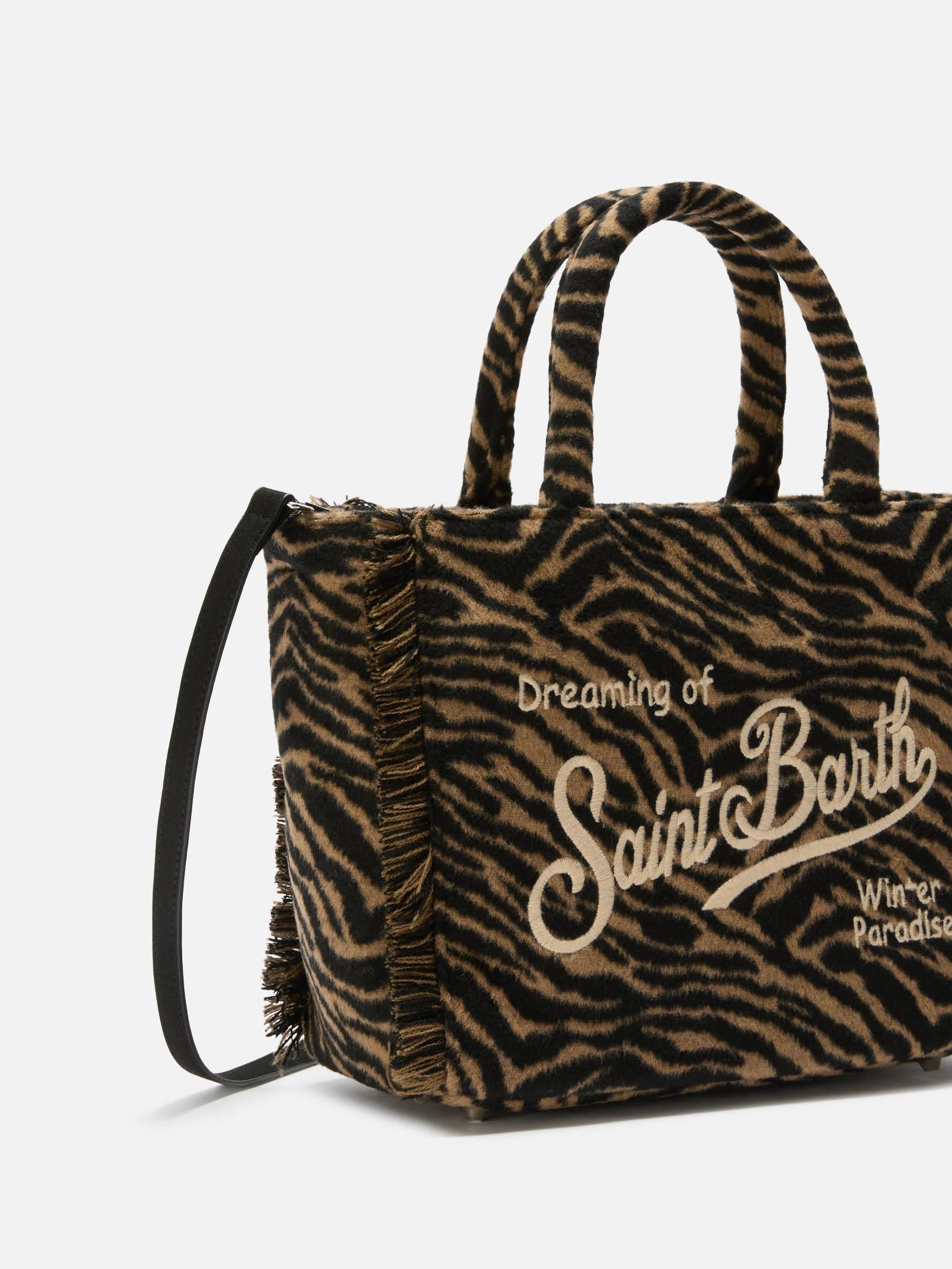 Borsa a mano Colette Felt in misto lana zebrata COL0037 01322I MC2 SAINT BARTH 