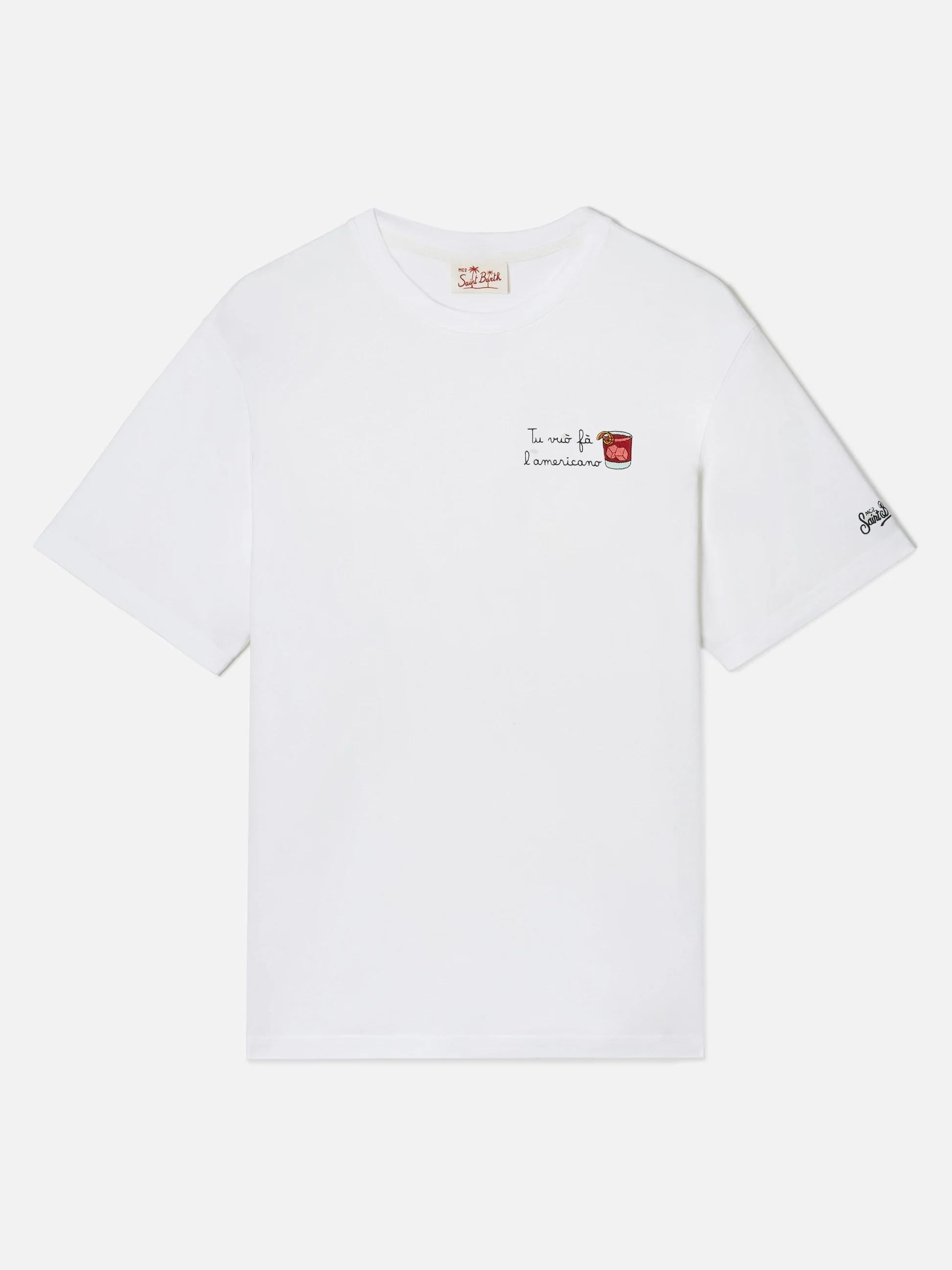 T-shirt Portofino bianca con ricamo Tu Vuò Fà L'americano POT0001 04410L MC2 SAINT BARTH 