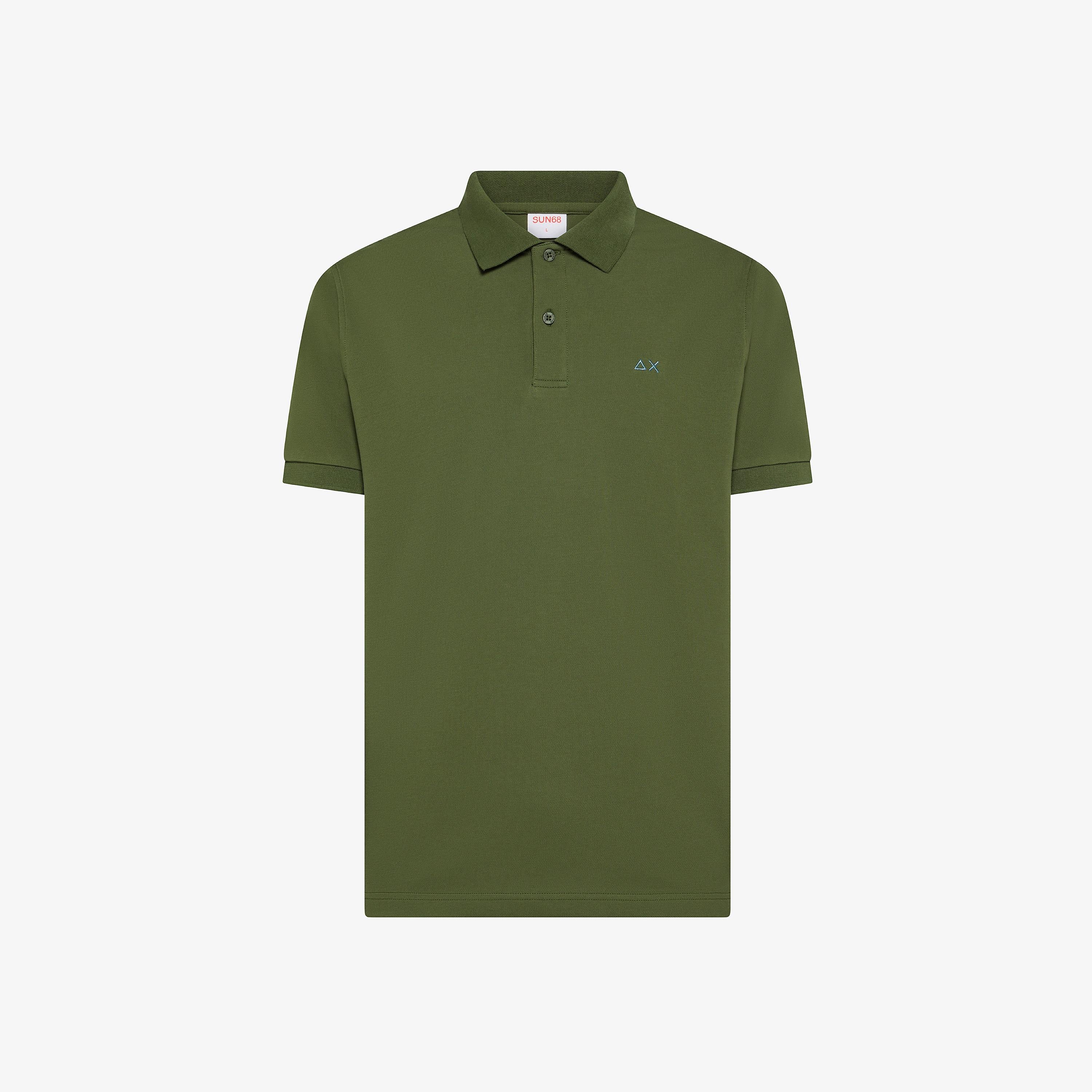 SUN68 Polo print under collar Verde Scuro A36115 37 SUN 68 