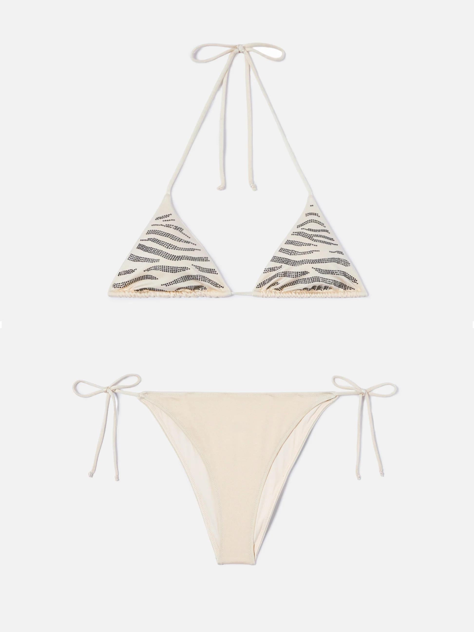 Bikini Leah Teen in tessuto glossy finish con strass zebrati LEH00011 00235L MC2 SAINT BARTH 