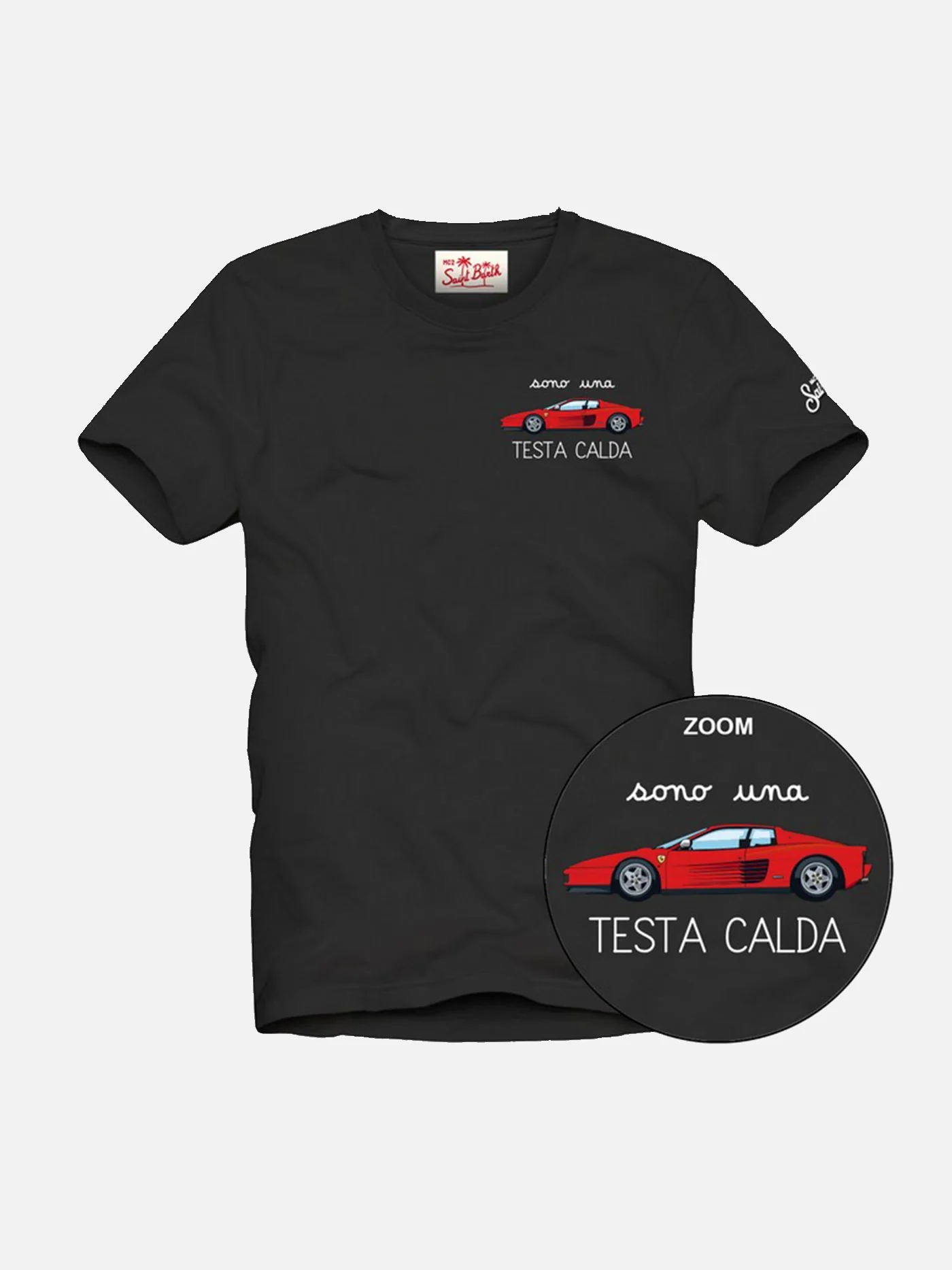 T-shirt Man Nera In Cotone Con Ricamo Testa Calda TSHM001 04992H MC2 SAINT BARTH 