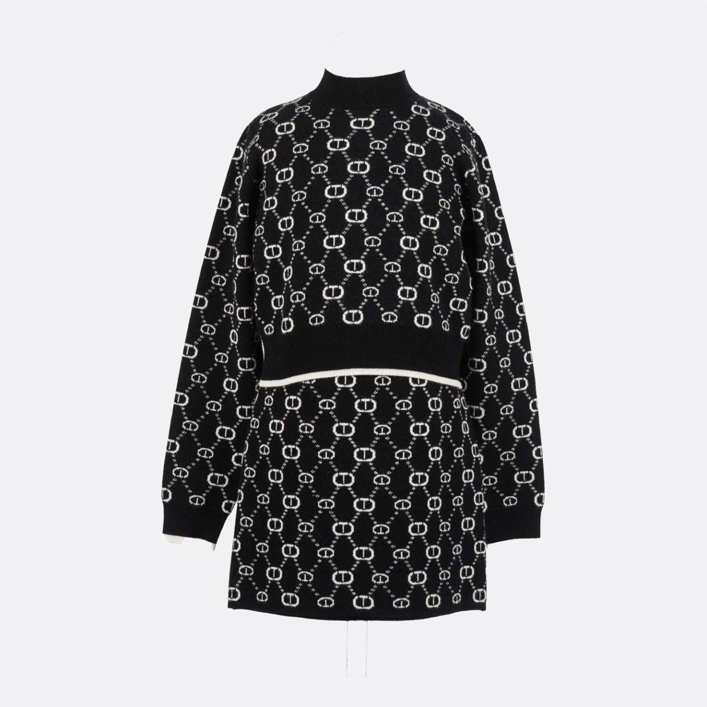 Maglia e gonna jacquard con Oval T nero/ off white 252GJ3022 12795 TWINSET 