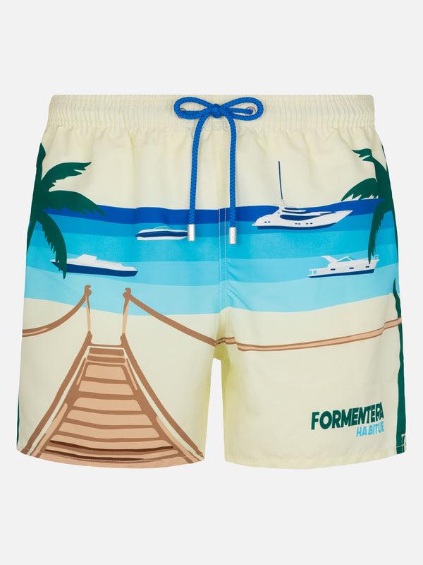 Costume mare lunghezza media Gustavia con stampa cartolina Formentera GUS0009 01239H MC2 SAINT BARTH 