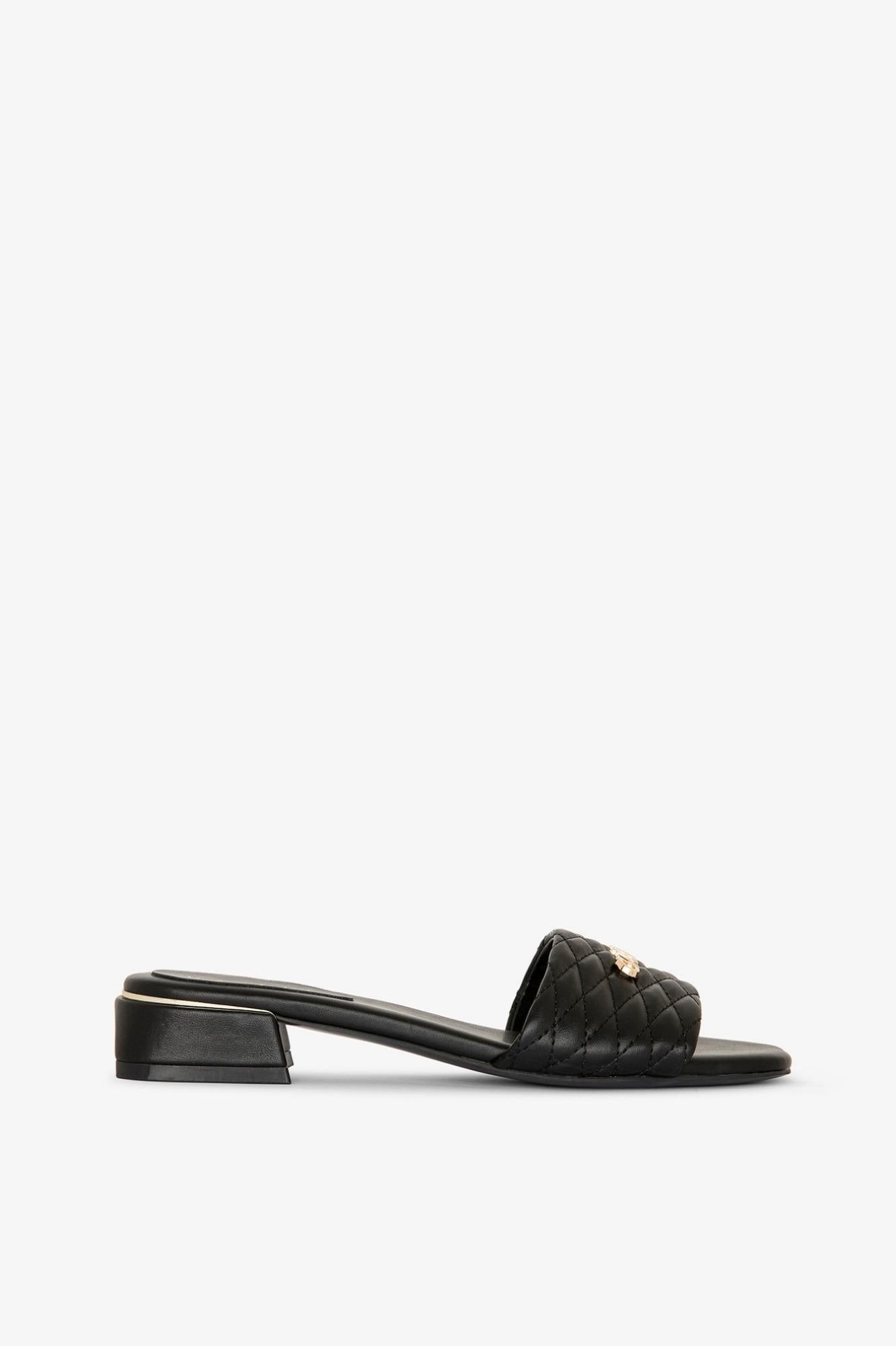 Sandalo Con Tacco Tessuto Matelasse E Placchetta Logo  Nero - Gaëlle Paris GACAW01709-MTFI0007 NE01 GAELLE 