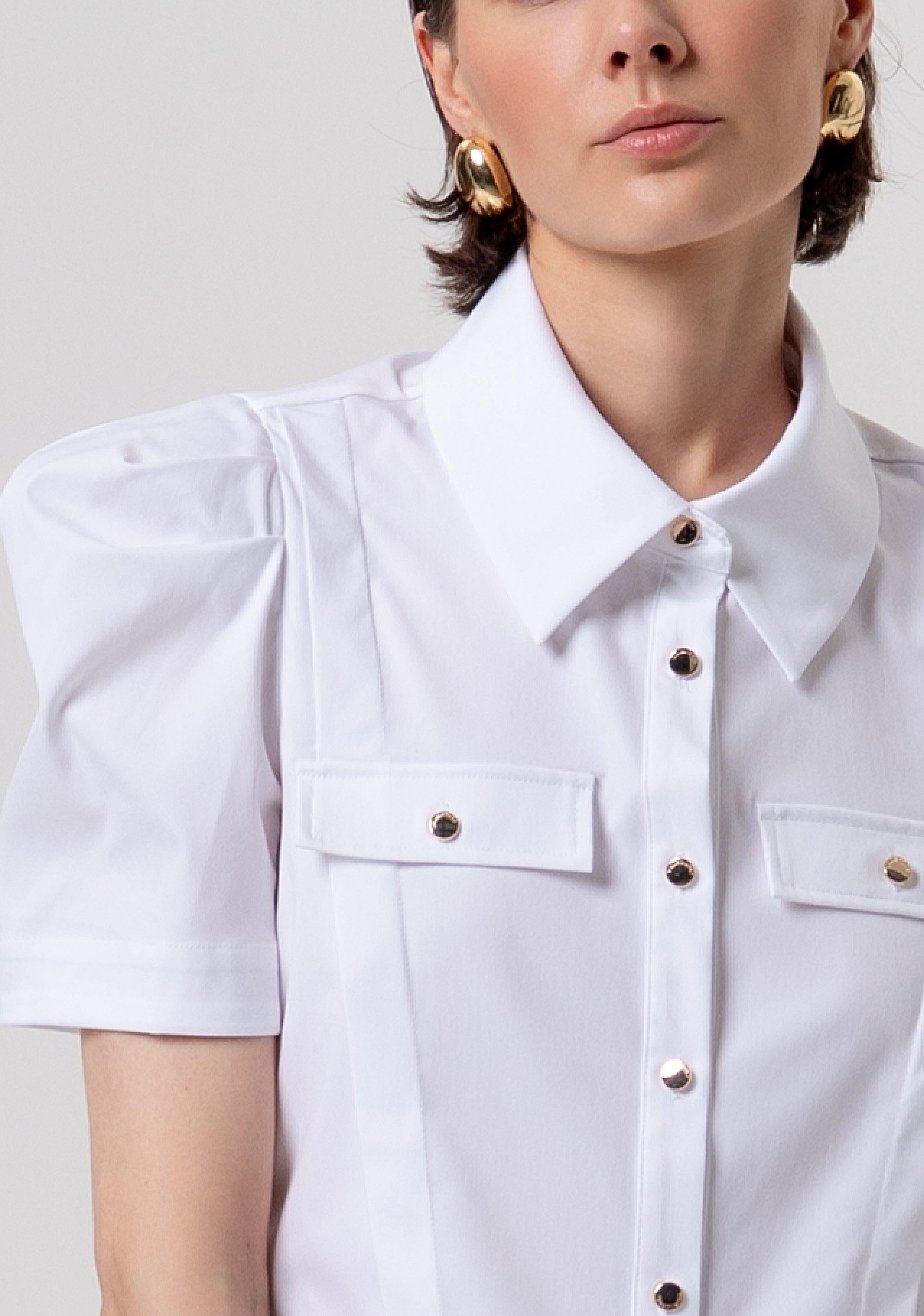 Camicia cropped in popeline WHITE FR26ST6028W83301 278 FRACOMINA 