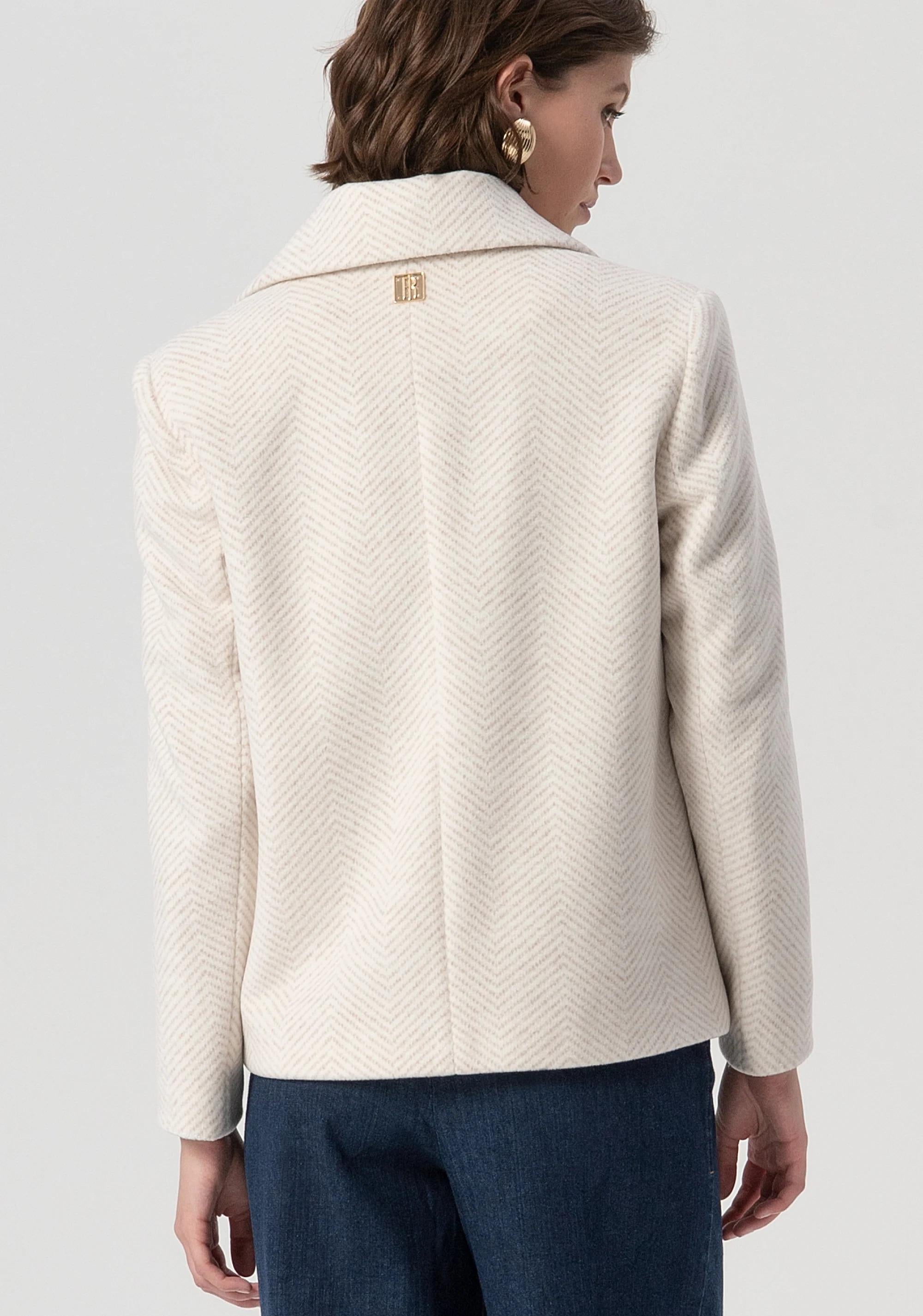 Fracomina Cappotto regular caban doppiopetto in tessuto spigato beige FS25WC1010W820K6 050 FRACOMINA 