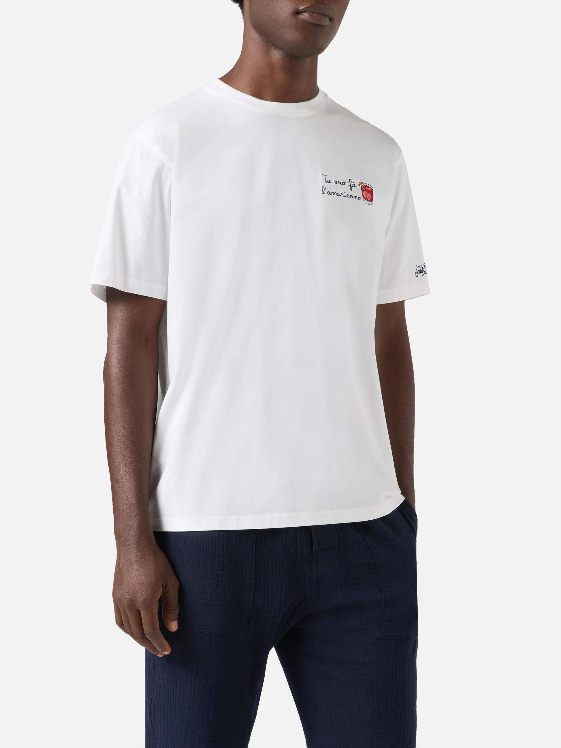 T-shirt Portofino bianca con ricamo Tu Vuò Fà L'americano POT0001 04410L MC2 SAINT BARTH 