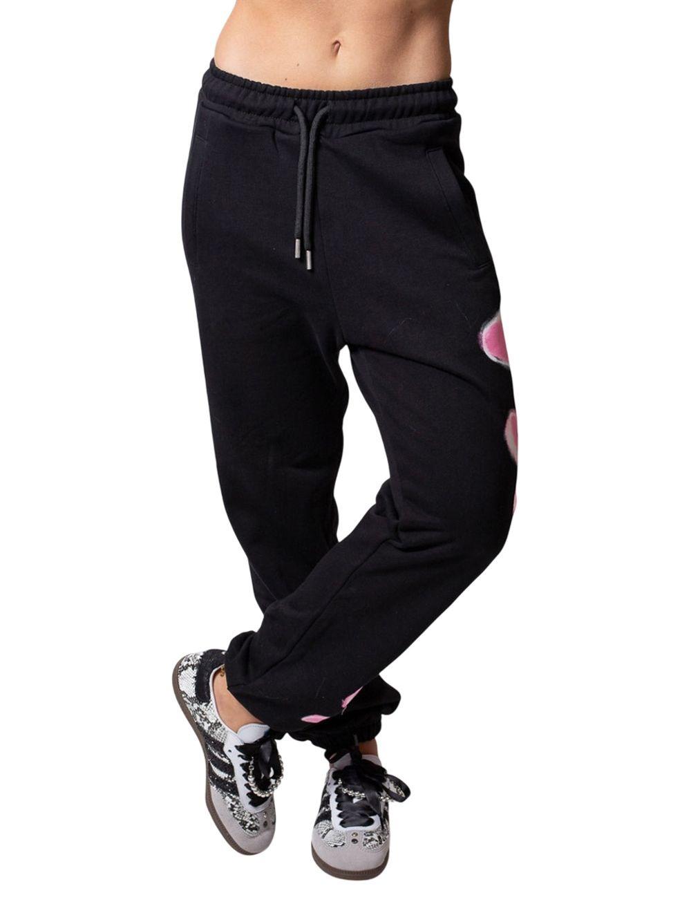 Pantalone Tuta Disclaimer da Donna - Nero 25IDS55155 NERO-ST.ROSA BUBBLE DISCLAIMER 