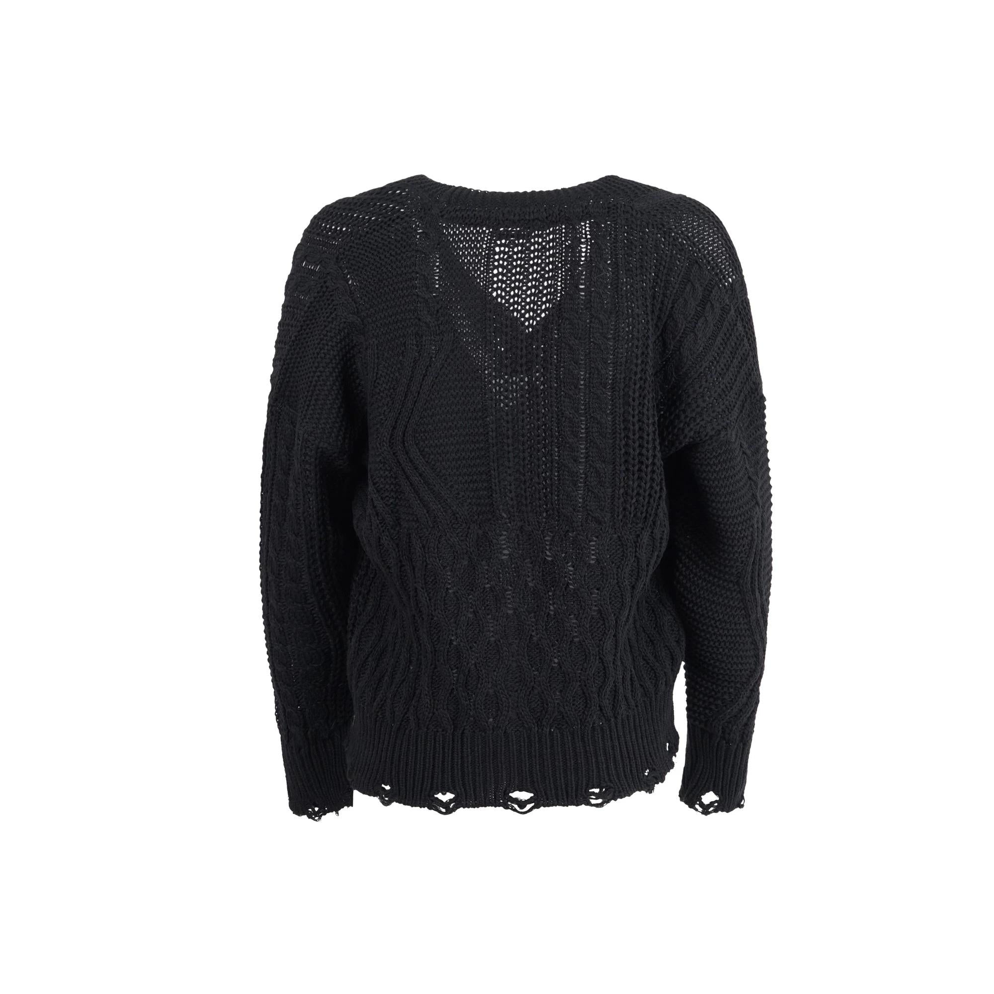 Daniele Alessandrini Cardigan nero con lavorazione e fondo sfilacciato nero DA1FW26M146 101 DANIELE ALESSANDRINI 