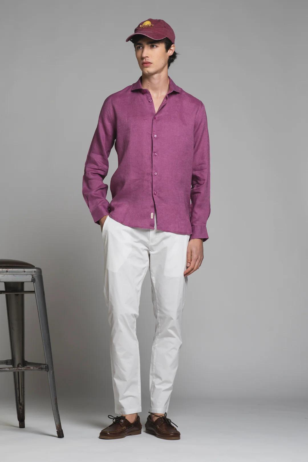 RILEY SHIRT COLLAR FRENCH IN 100% LINEN DARK ONION IM26SSSM-RILEY-LIN 256 IMPURE 