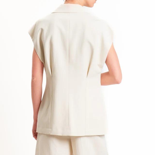 Vicolo-Gilet un bottone misto lino -beige TAB1655 BEIGE VICOLO 