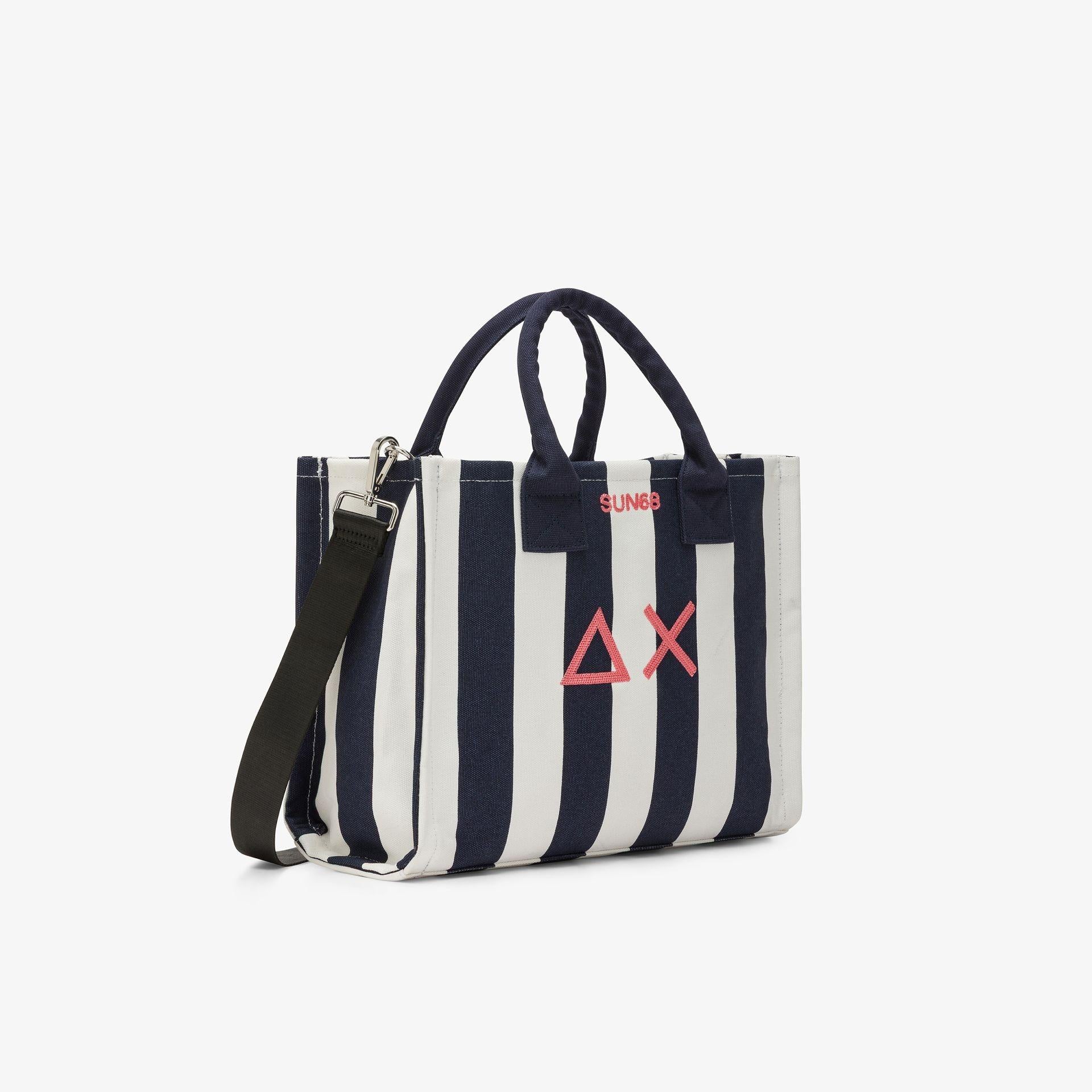Shopping bag Cali in tela di cotone stampato blu navy/bianco panna W36220 0731 SUN 68 