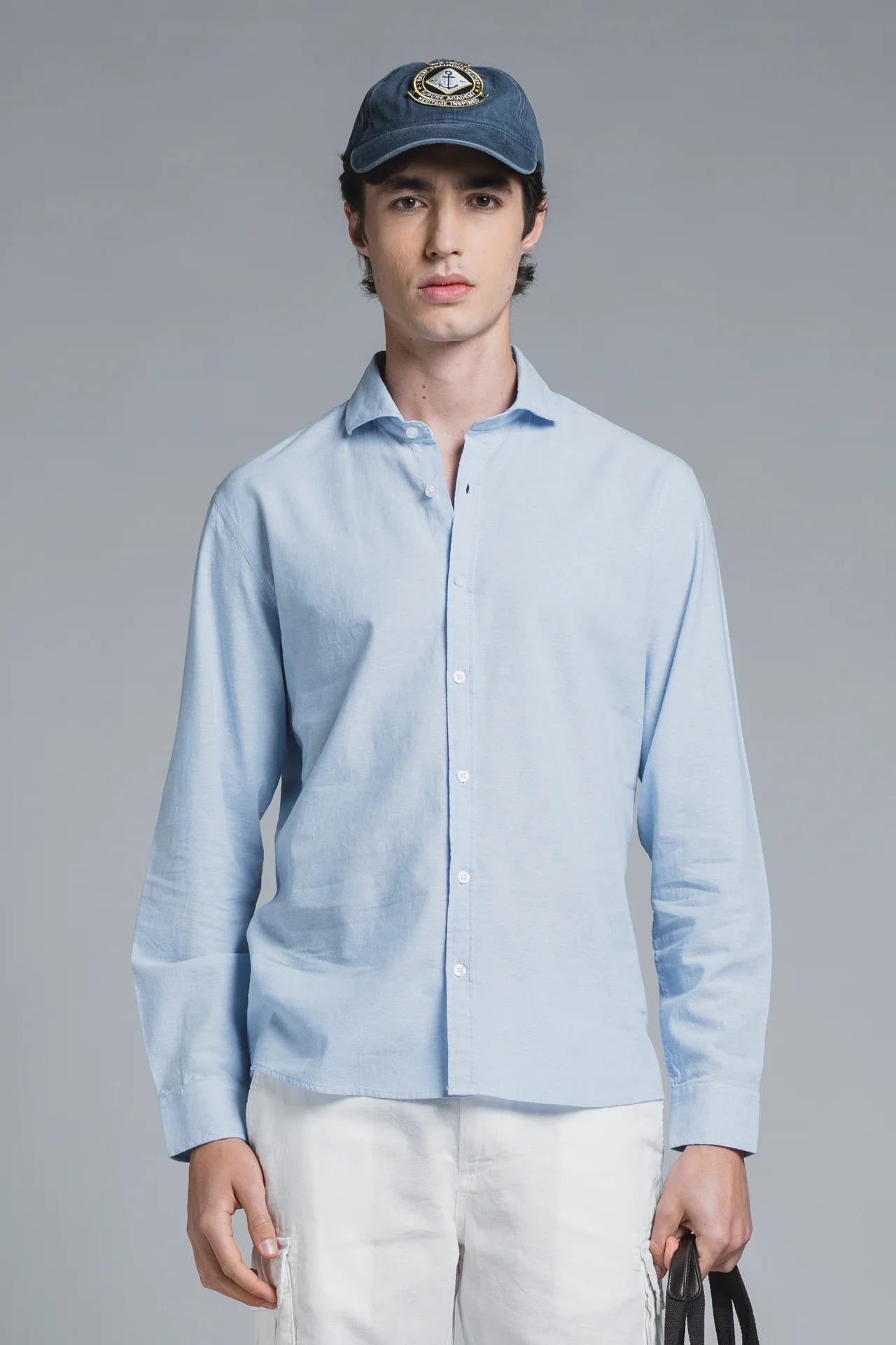 RILEY SHIRT COLLAR FRENCH IN 100% LINEN CELESTE IM26SSSM-RILEY-LIN C25 IMPURE 
